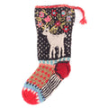 Reindeer Christmas Stocking – Embroidered Floral Knit