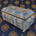 Signed Pops Casey Tramp Art Box — Blue & Silver Stars