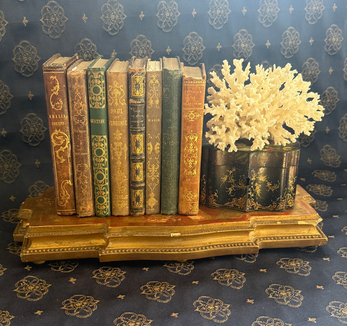 Large Antique French Gilt Display Plinth with Geometric Top