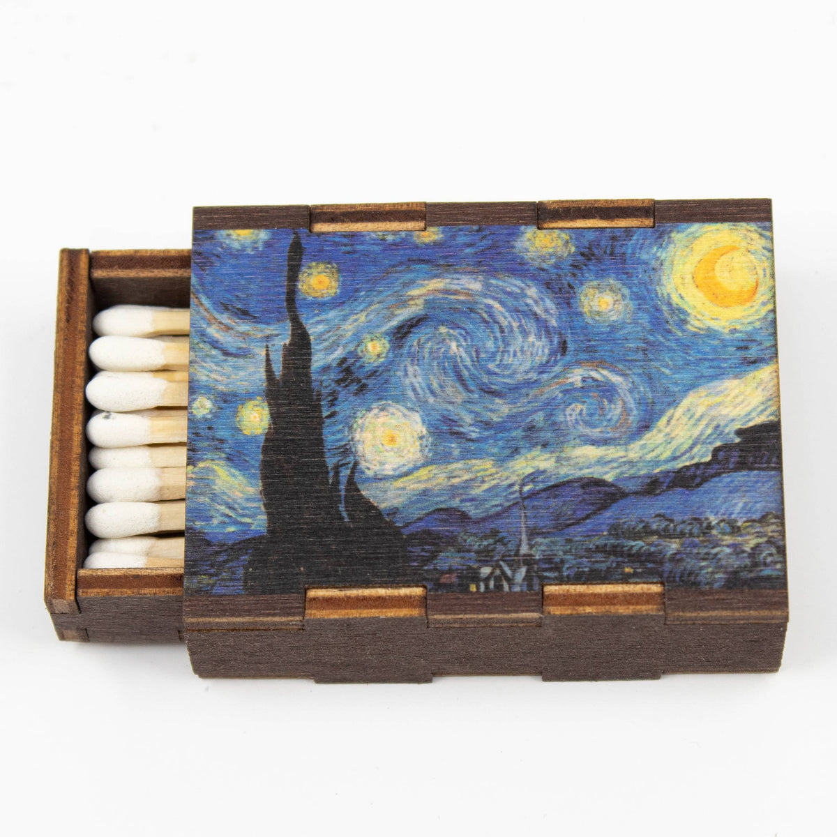 O — Starry Night wooden book matchbox