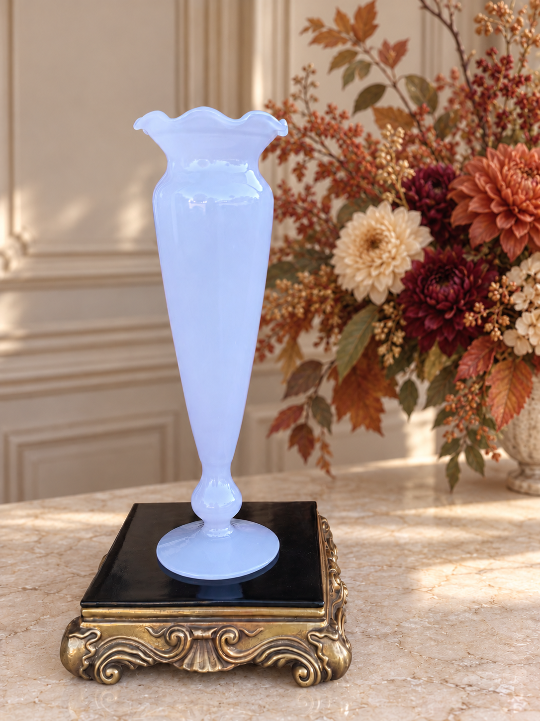 The Lavender Pairing- Opaline Vase and Wong Lee Display Base