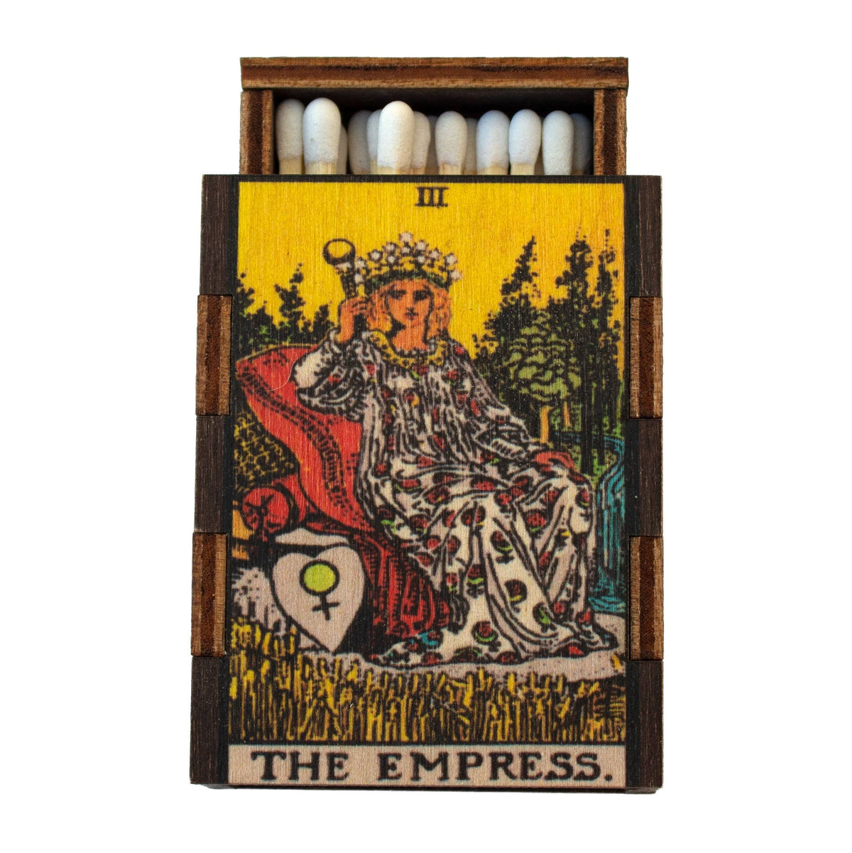 P — Tarot – The Empress wooden book matchbox