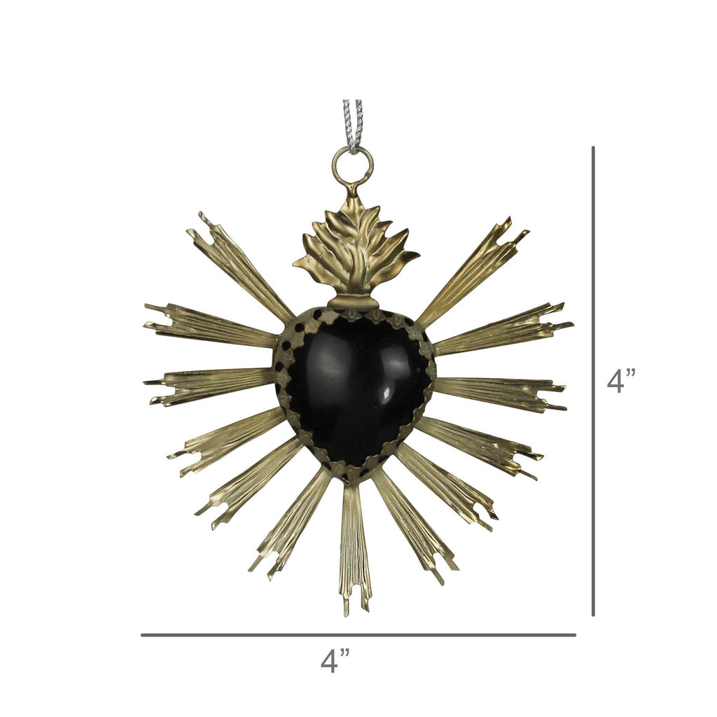Heart Aflame Ornament, Silver Antique