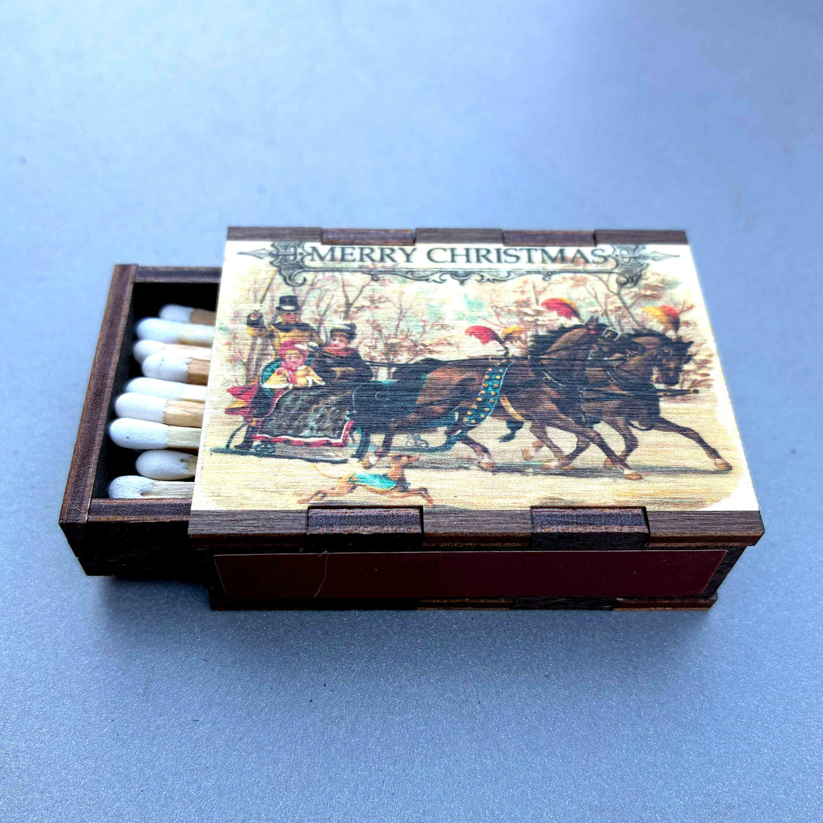 Matches • Christmas Sleigh Wooden Matchboxes • Home Decor