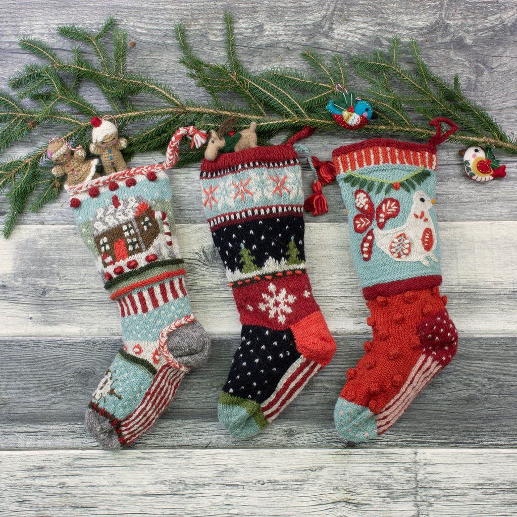 Gingerbread House Christmas Stocking – Knit Holiday Decor