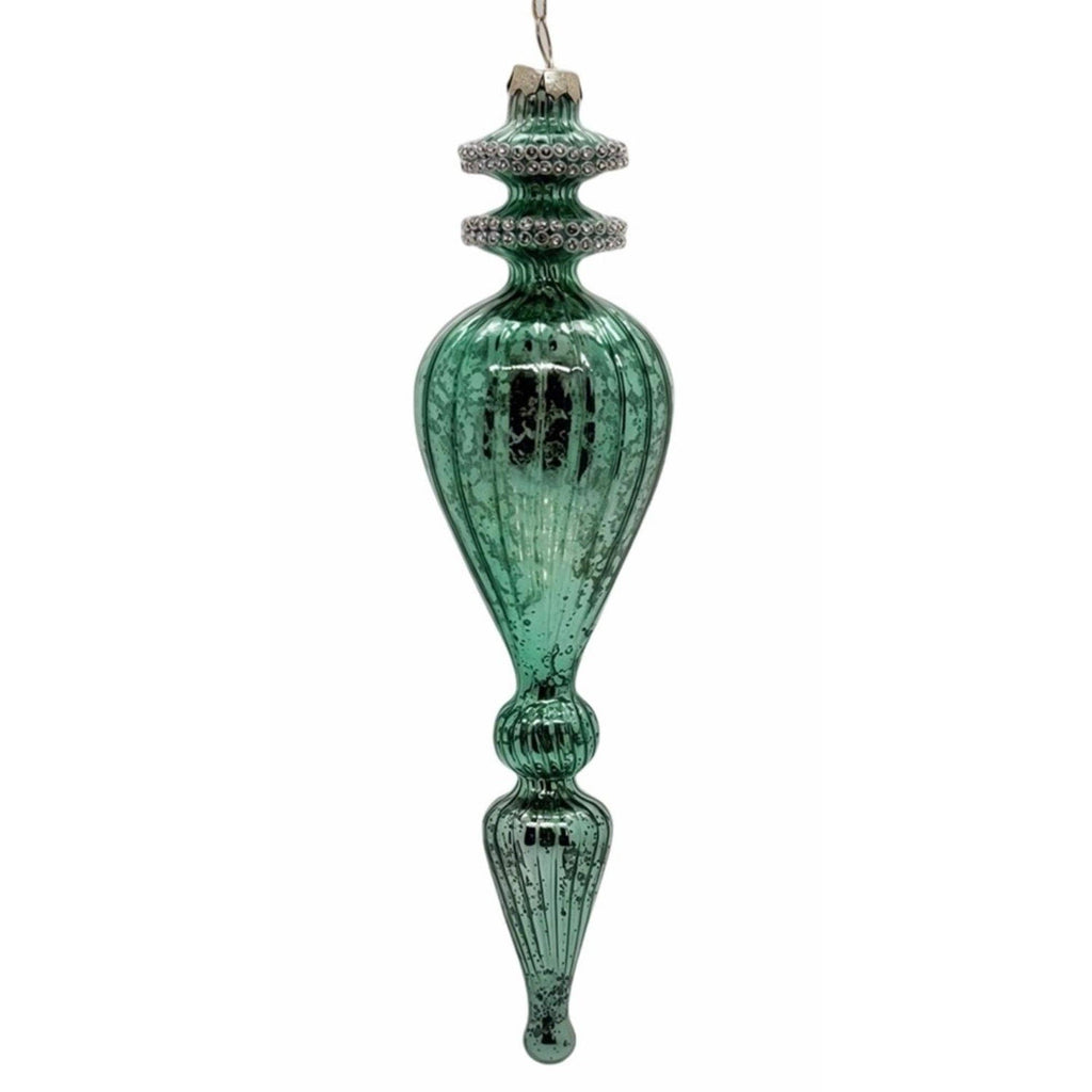 Aqua Mercury Glass Finial Ornament 9.5"
