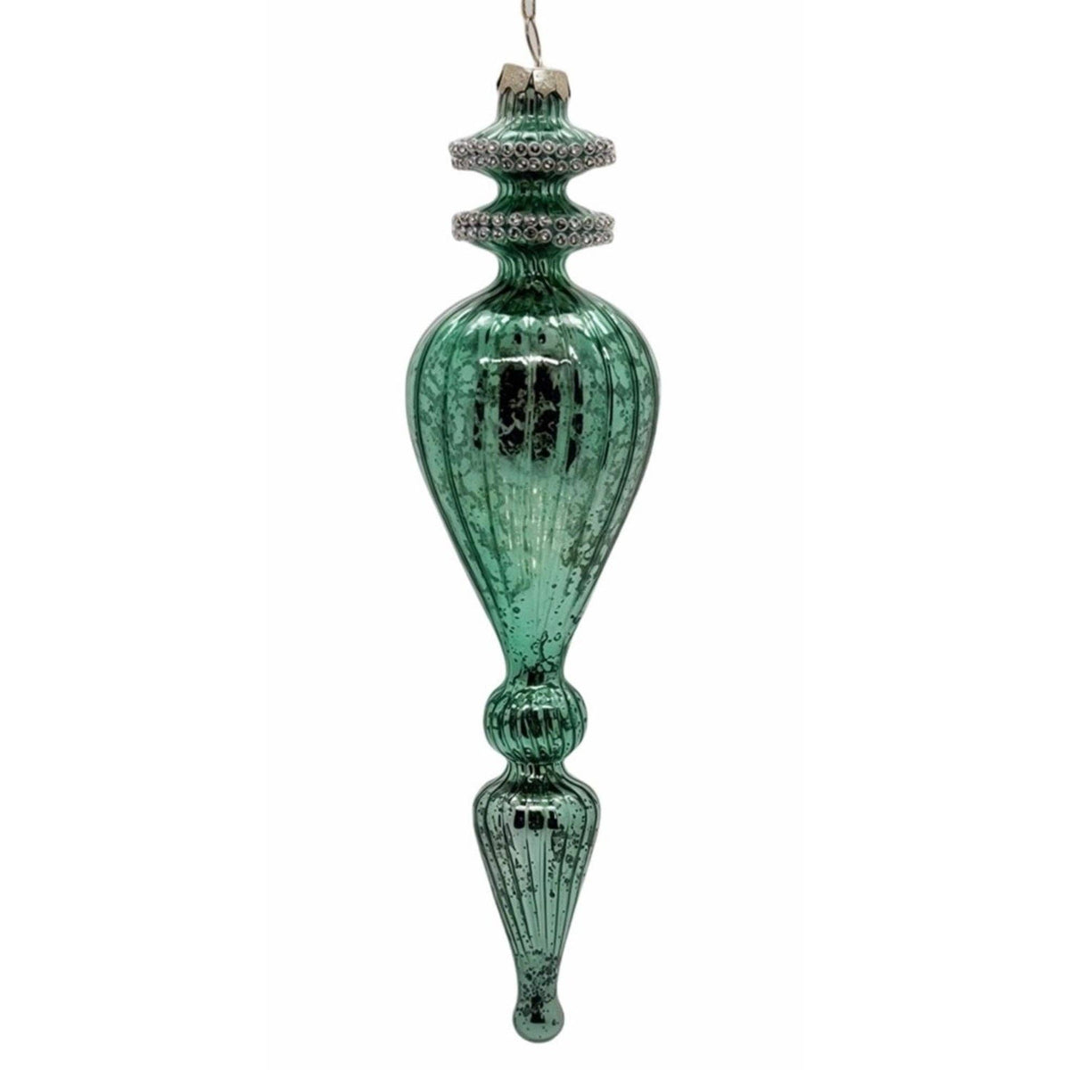 Aqua Mercury Glass Finial Ornament 9.5"