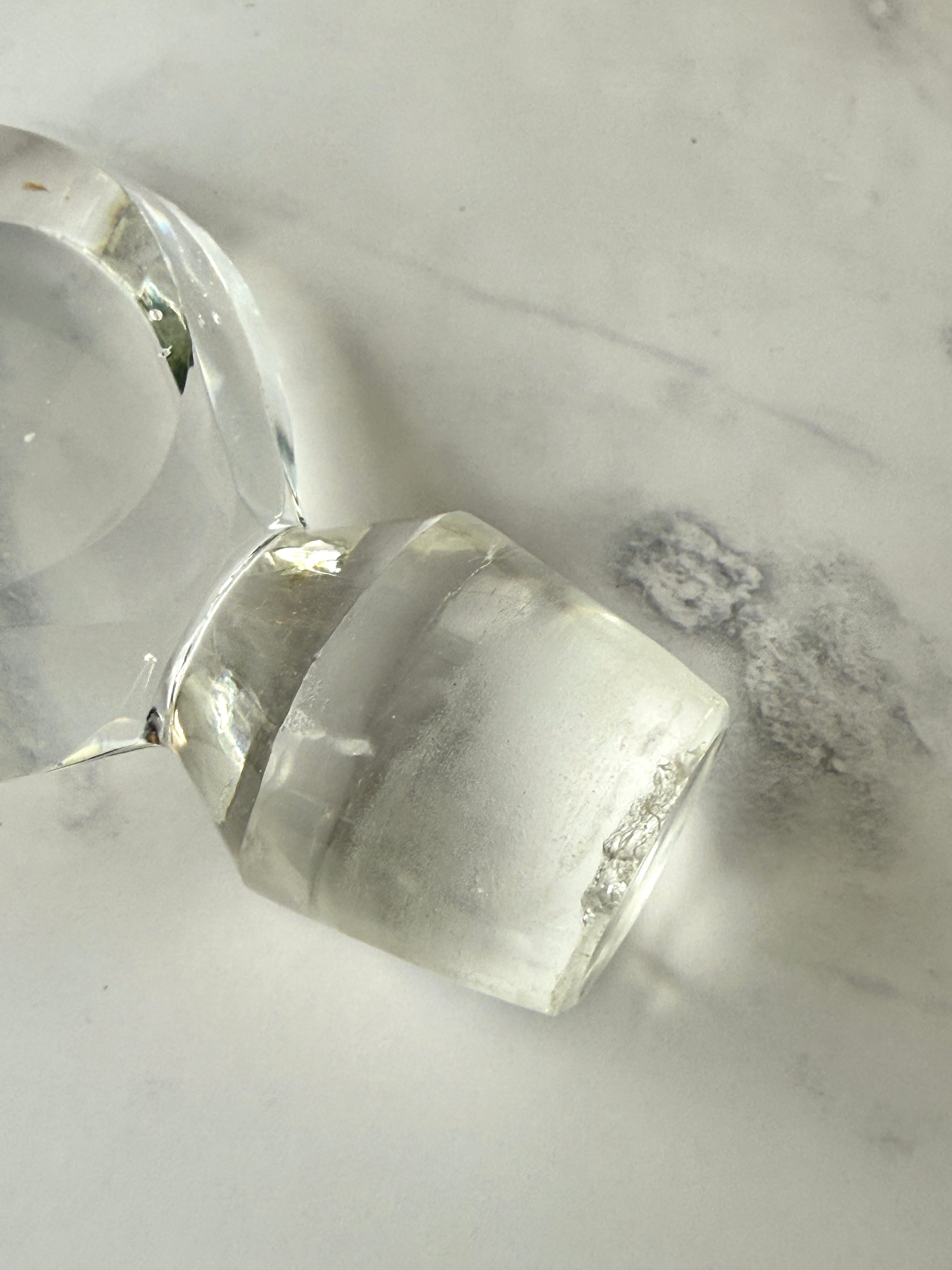 Vintage Cut Crystal Ring Decanter with Geometric Stopper