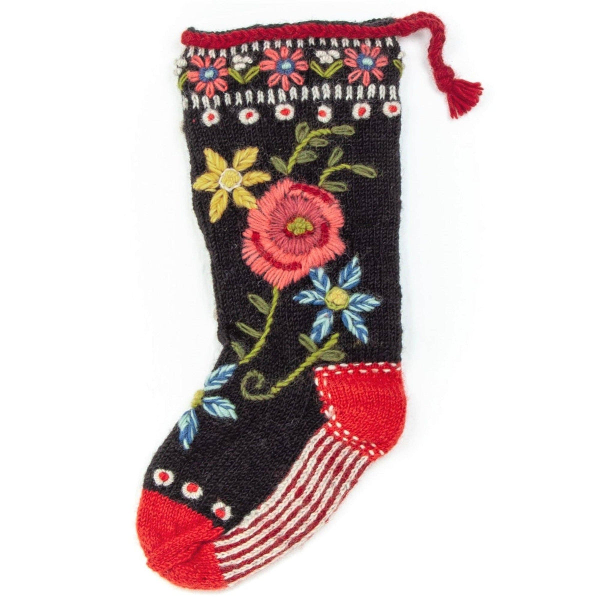 Floral Spray Christmas Stocking – Embroidered Bouquet