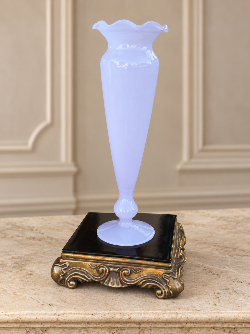 The Lavender Pairing- Opaline Vase and Wong Lee Display Base