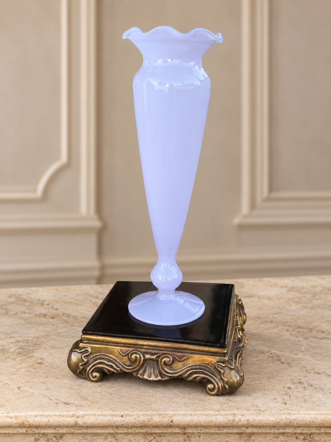 The Lavender Pairing- Opaline Vase and Wong Lee Display Base