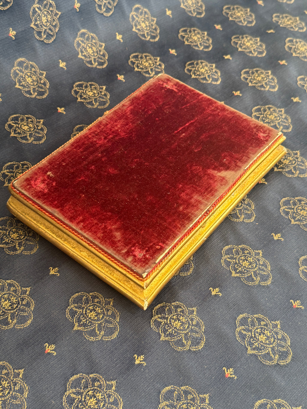 Antique French Gilt Display Plinth with Red Velvet Top
