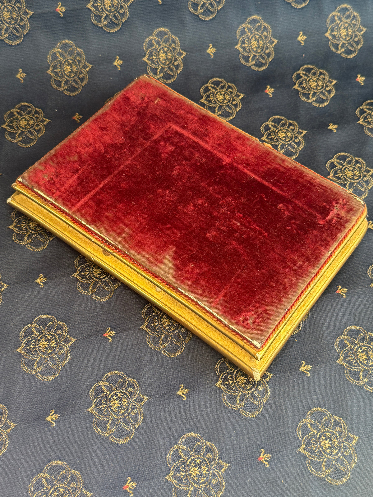 Antique French Gilt Display Plinth with Red Velvet Top