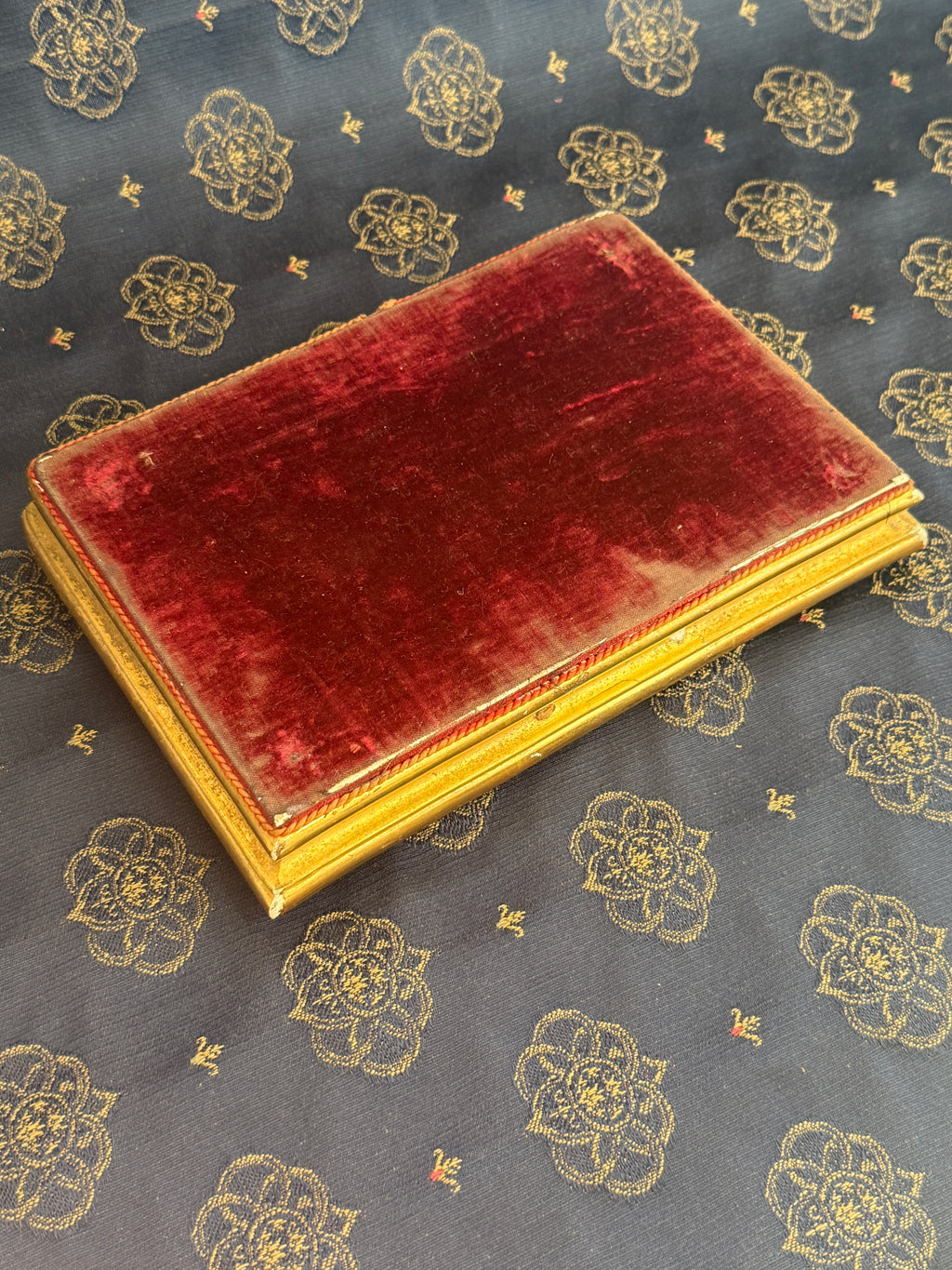 Antique French Gilt Display Plinth with Red Velvet Top