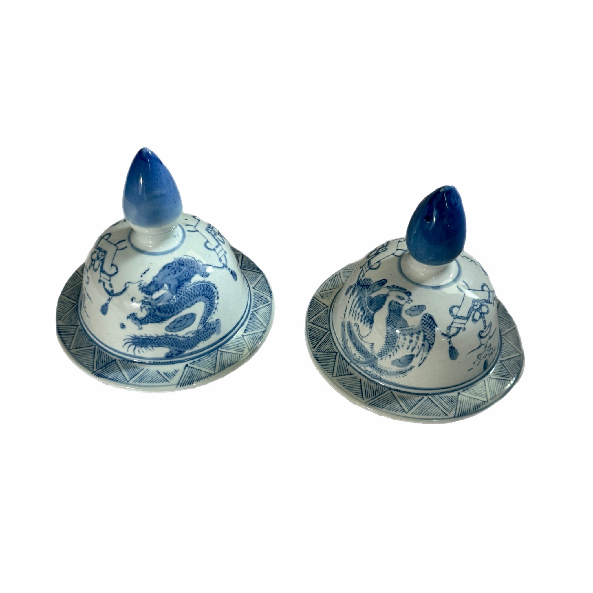 Pair of Large Blue & White Chinoiserie Ginger Jars – 19"