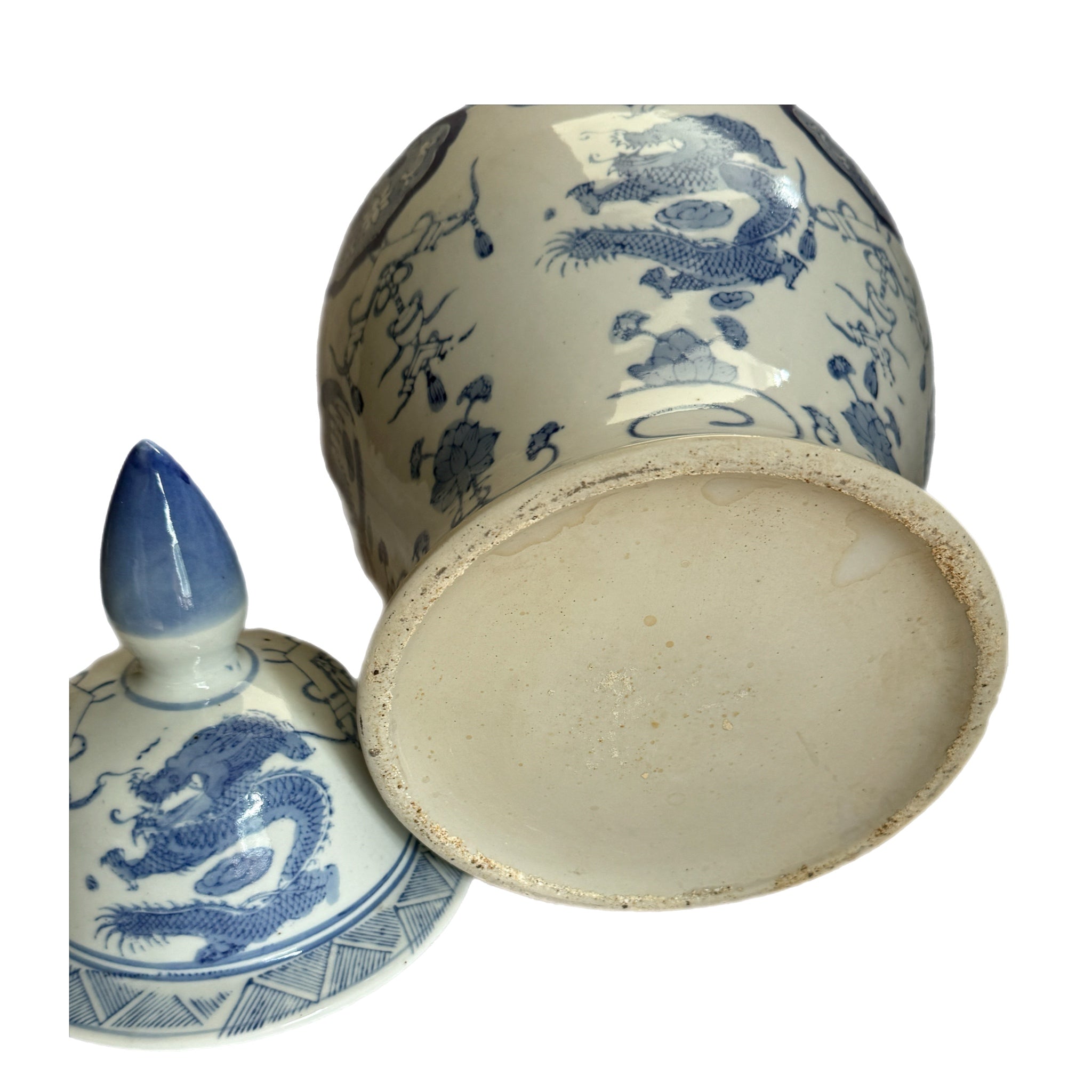 Pair of Large Blue & White Chinoiserie Ginger Jars – 19"