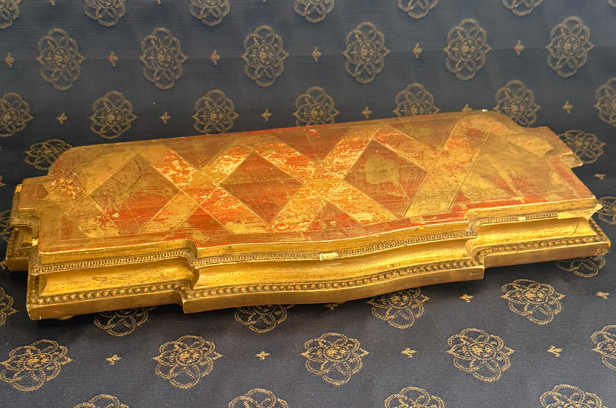 Large Antique French Gilt Display Plinth with Geometric Top