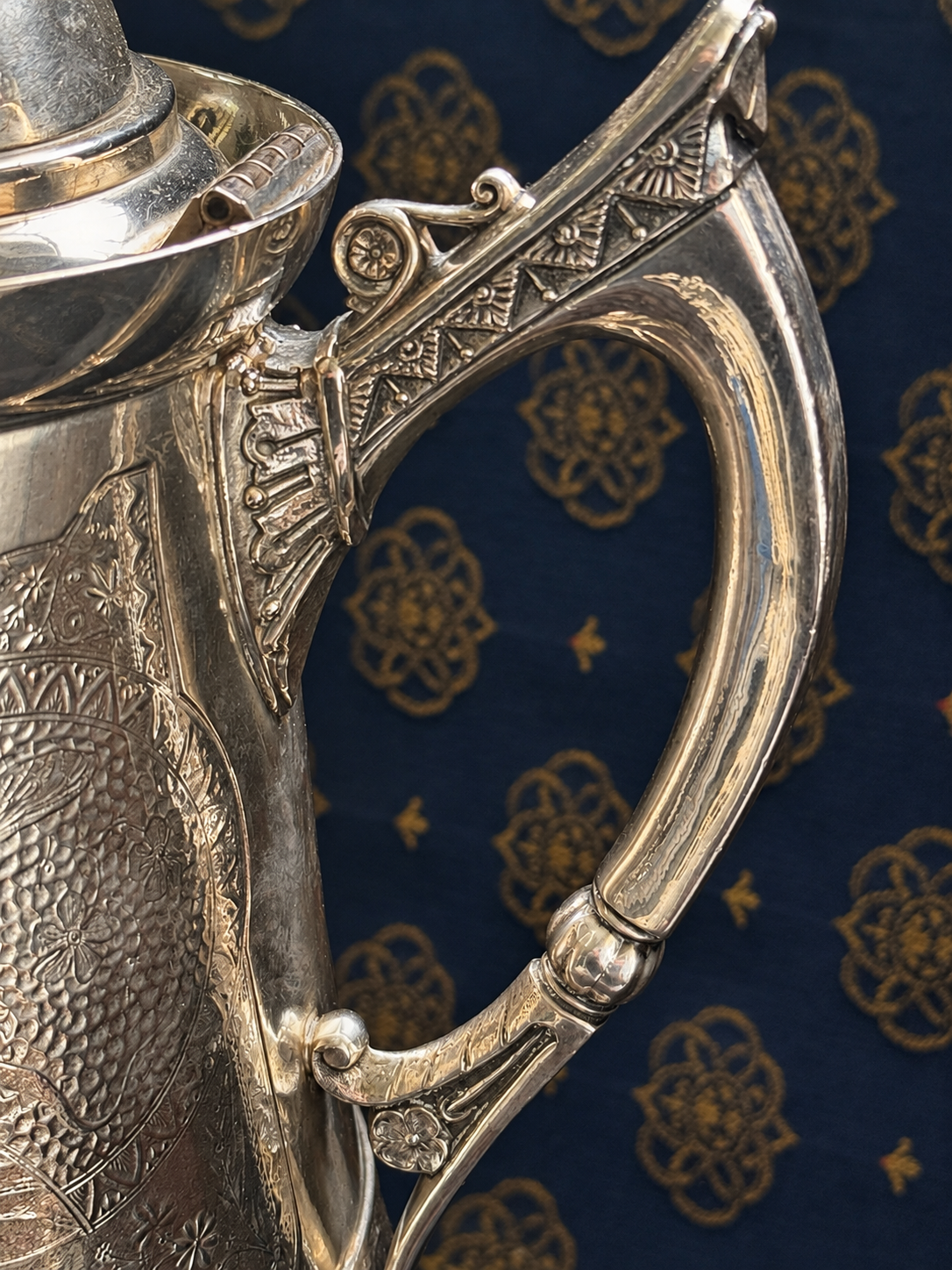 Victorian Derby Silverplate Tilting Water Pitcher, Stand & Goblet | Aesthetic Movement Style