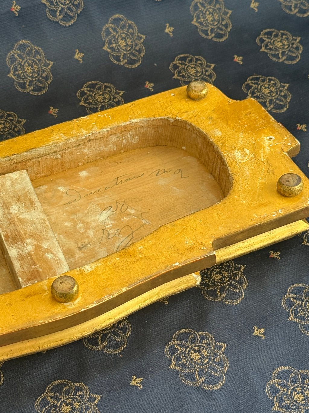 Large Antique French Gilt Display Plinth with Geometric Top