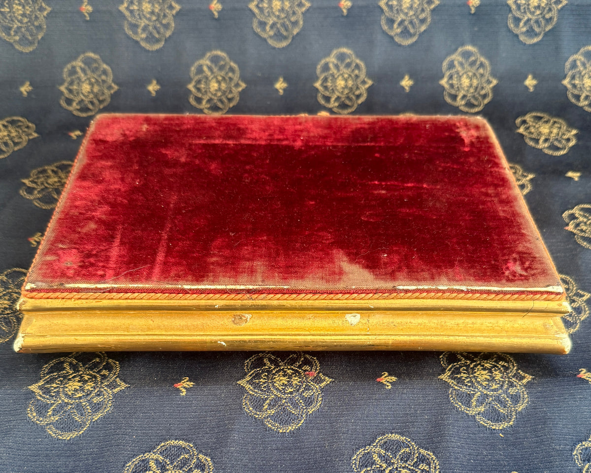 Antique French Gilt Display Plinth with Red Velvet Top