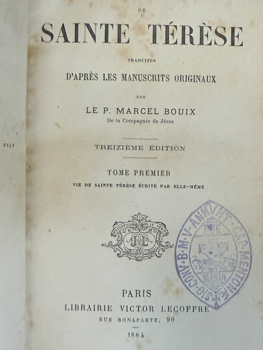 Antique French Leather-Bound “Œuvres de Sainte Thérèse” | 3-Volume Set | Paris, 1884–1885