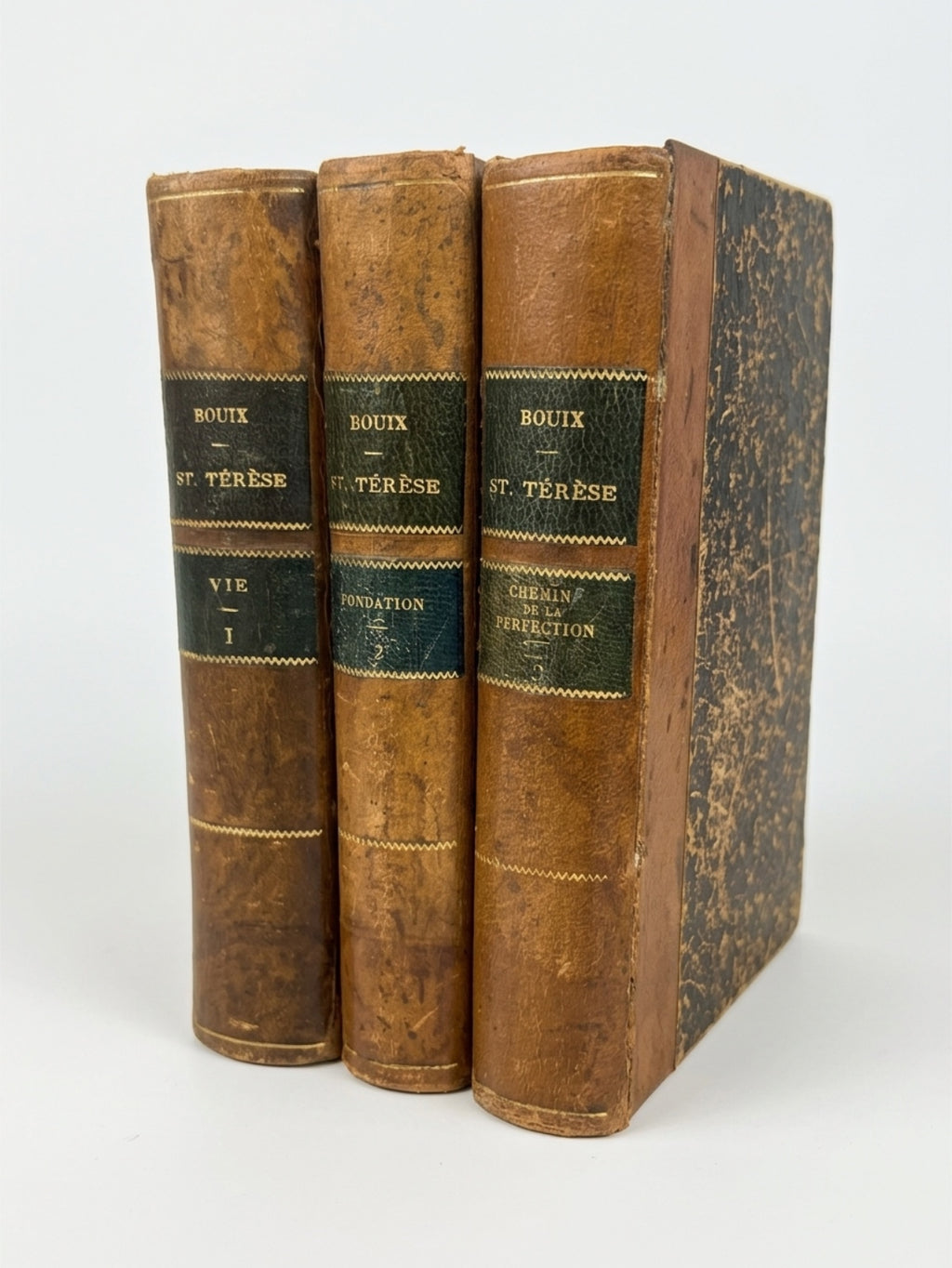 Antique French Leather-Bound “Œuvres de Sainte Thérèse” | 3-Volume Set | Paris, 1884–1885