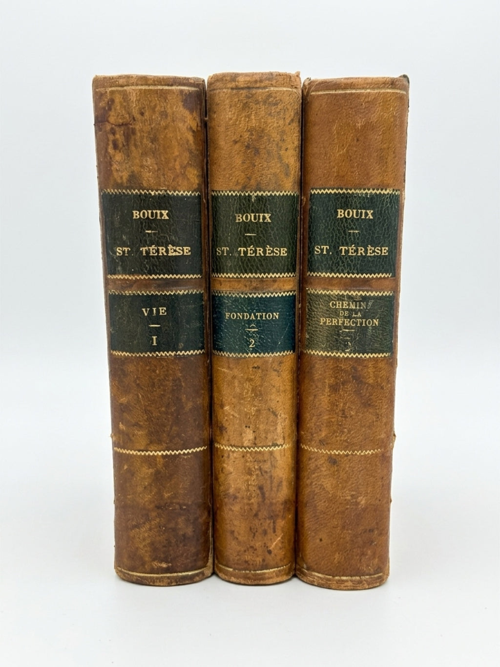 Antique French Leather-Bound “Œuvres de Sainte Thérèse” | 3-Volume Set | Paris, 1884–1885
