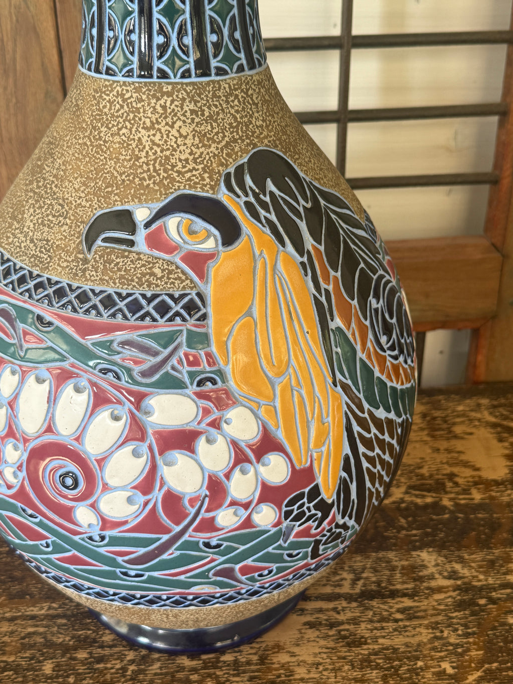 Monumental Amphora Bird & Floral Vase