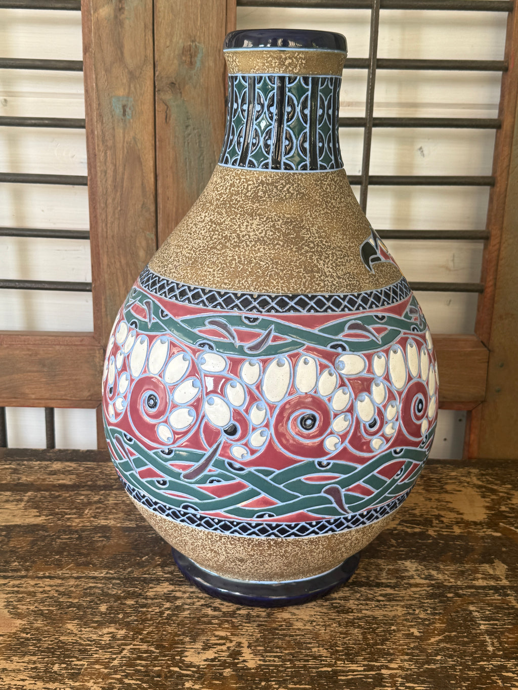 Monumental Amphora Bird & Floral Vase
