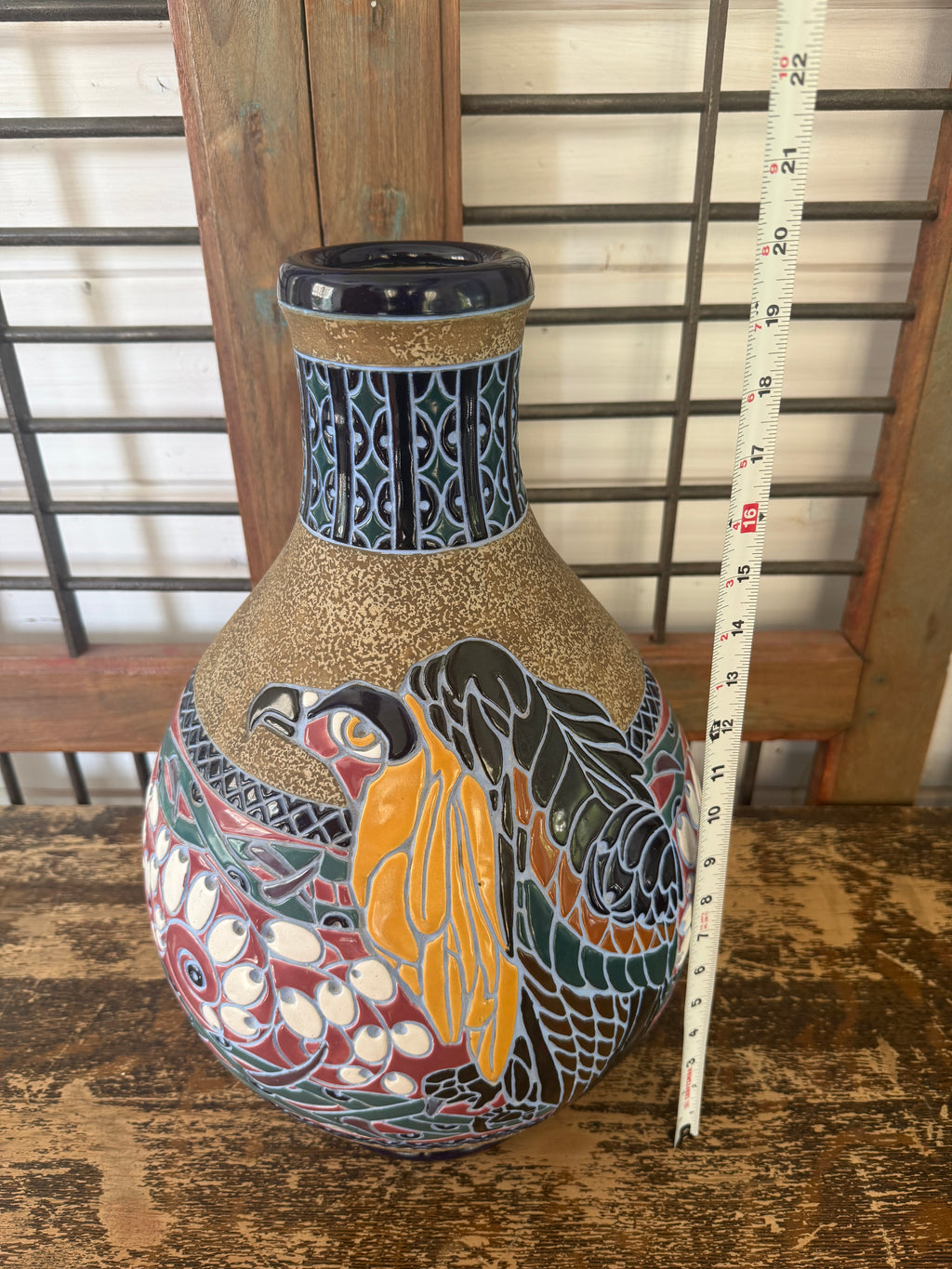 Monumental Amphora Bird & Floral Vase