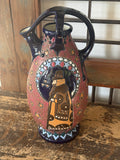 Amphora Figural & Star Ceramic Ewer — Cobalt & Rose