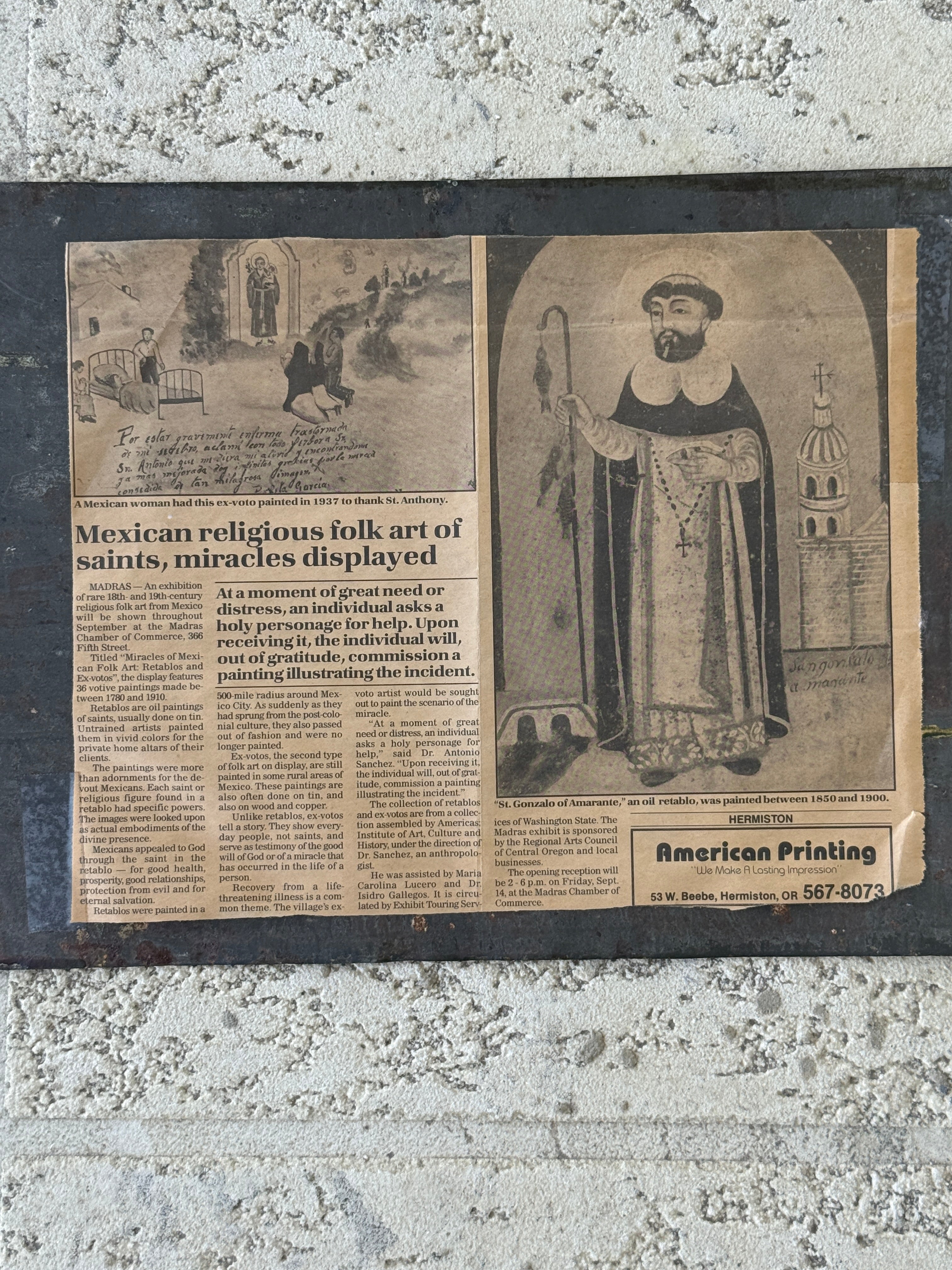 19th Century Mexican Oil on Tin Retablo | Saint Francis of Paola | Antique Religious Folk Art