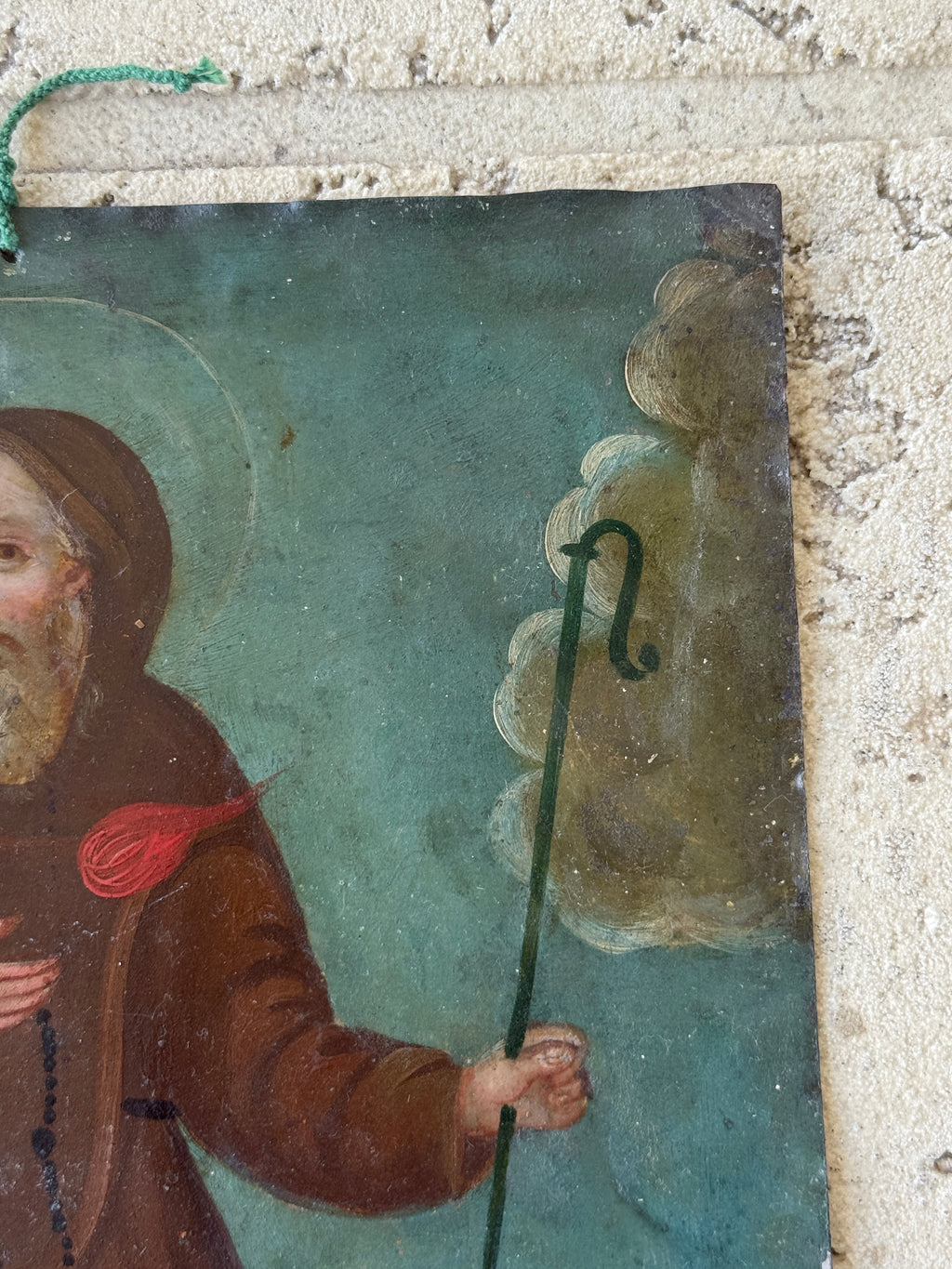 19th Century Saint Francis of Paola Oil on Tin Retablo | Mexican Folk Art Devotional Painting