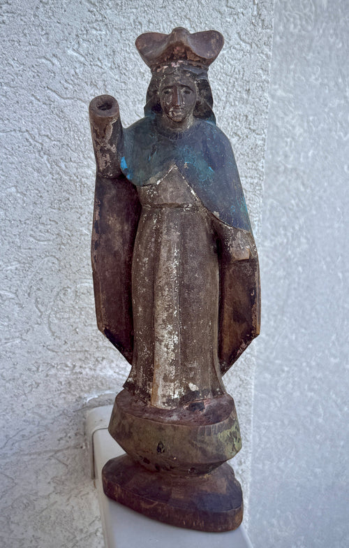 18th–19th Century Hand-Carved Polychrome Santo, Possibly St. John