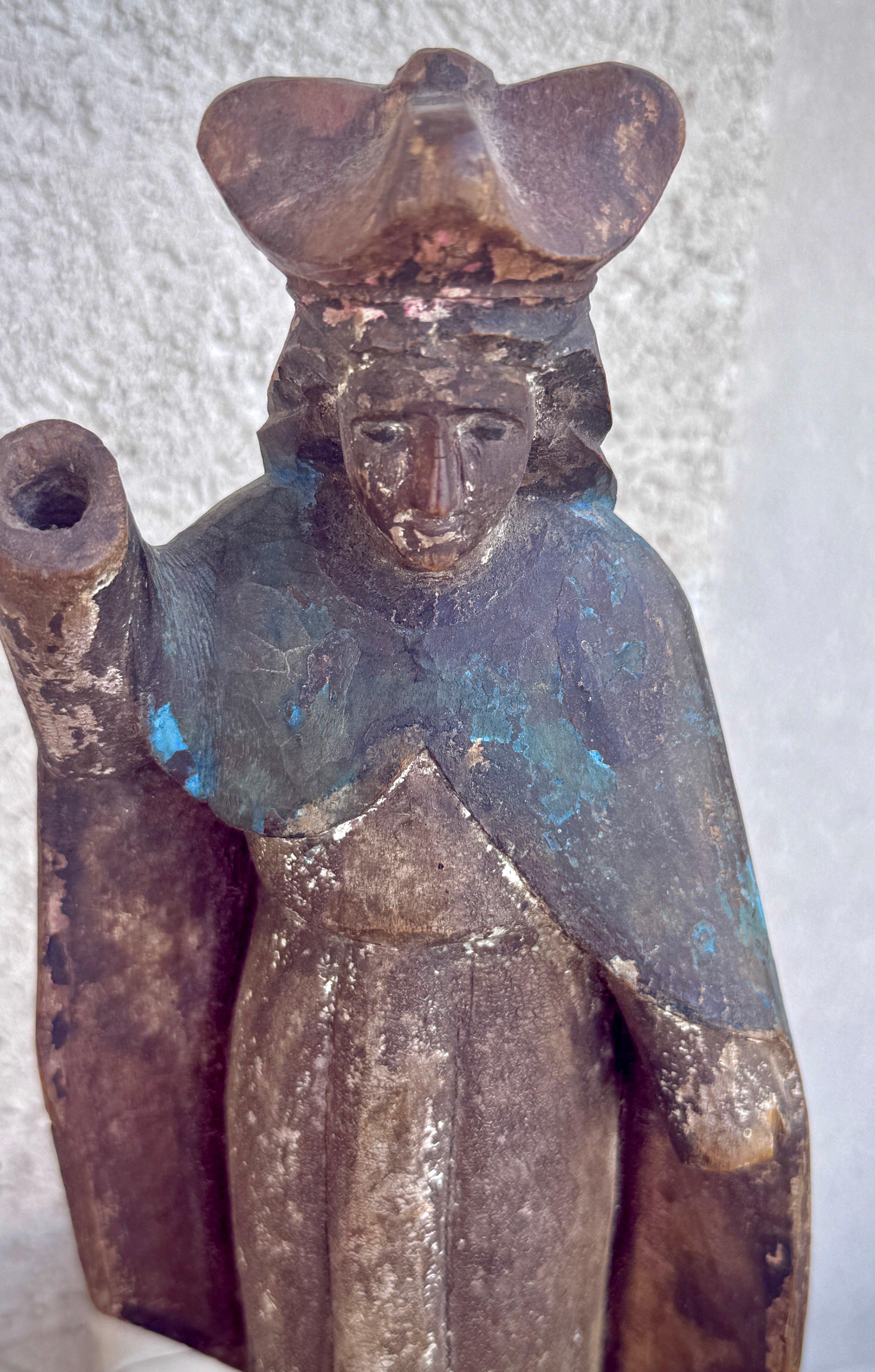 18th–19th Century Hand-Carved Polychrome Santo, Possibly St. John
