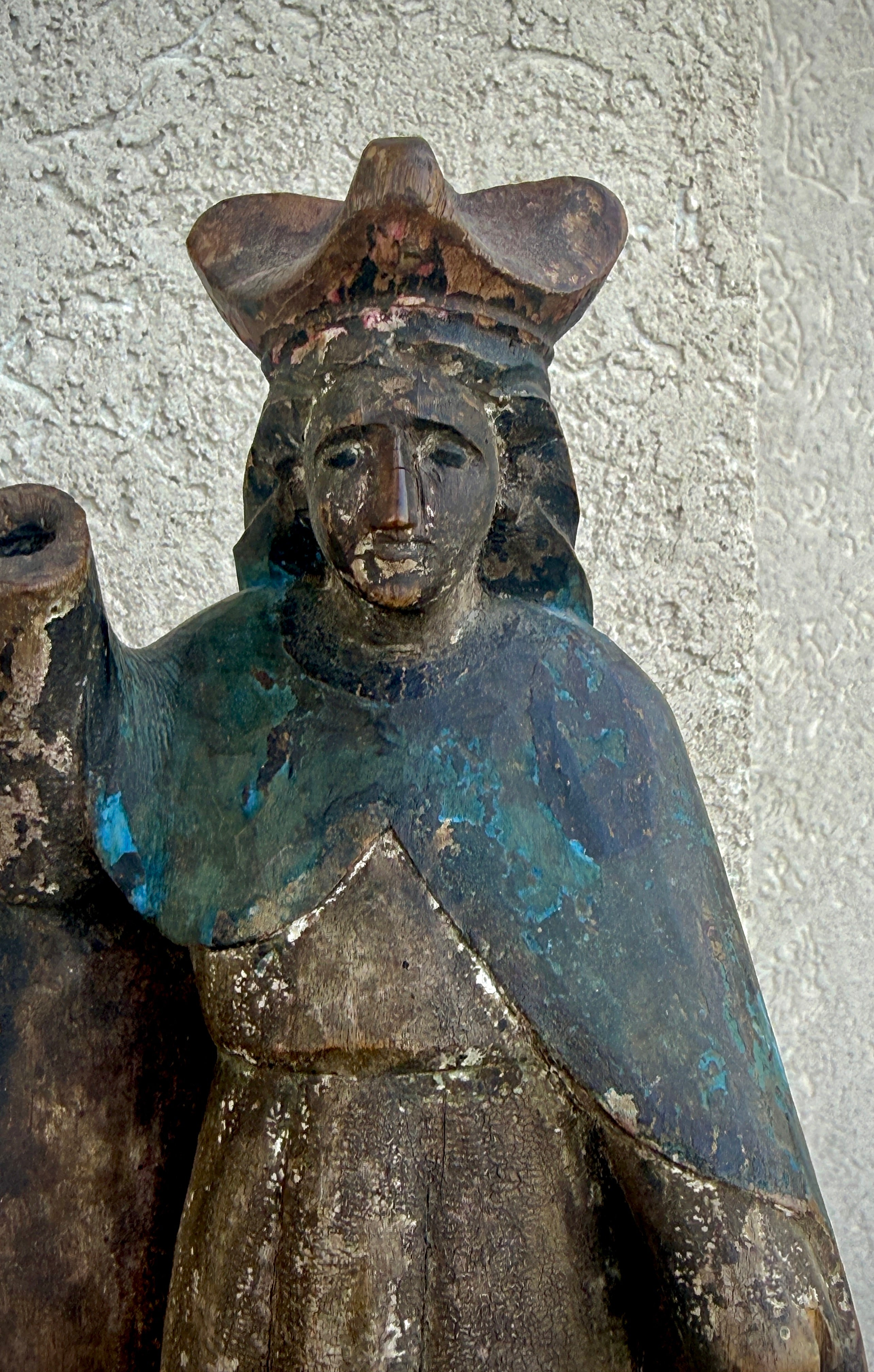 18th–19th Century Hand-Carved Polychrome Santo, Possibly St. John