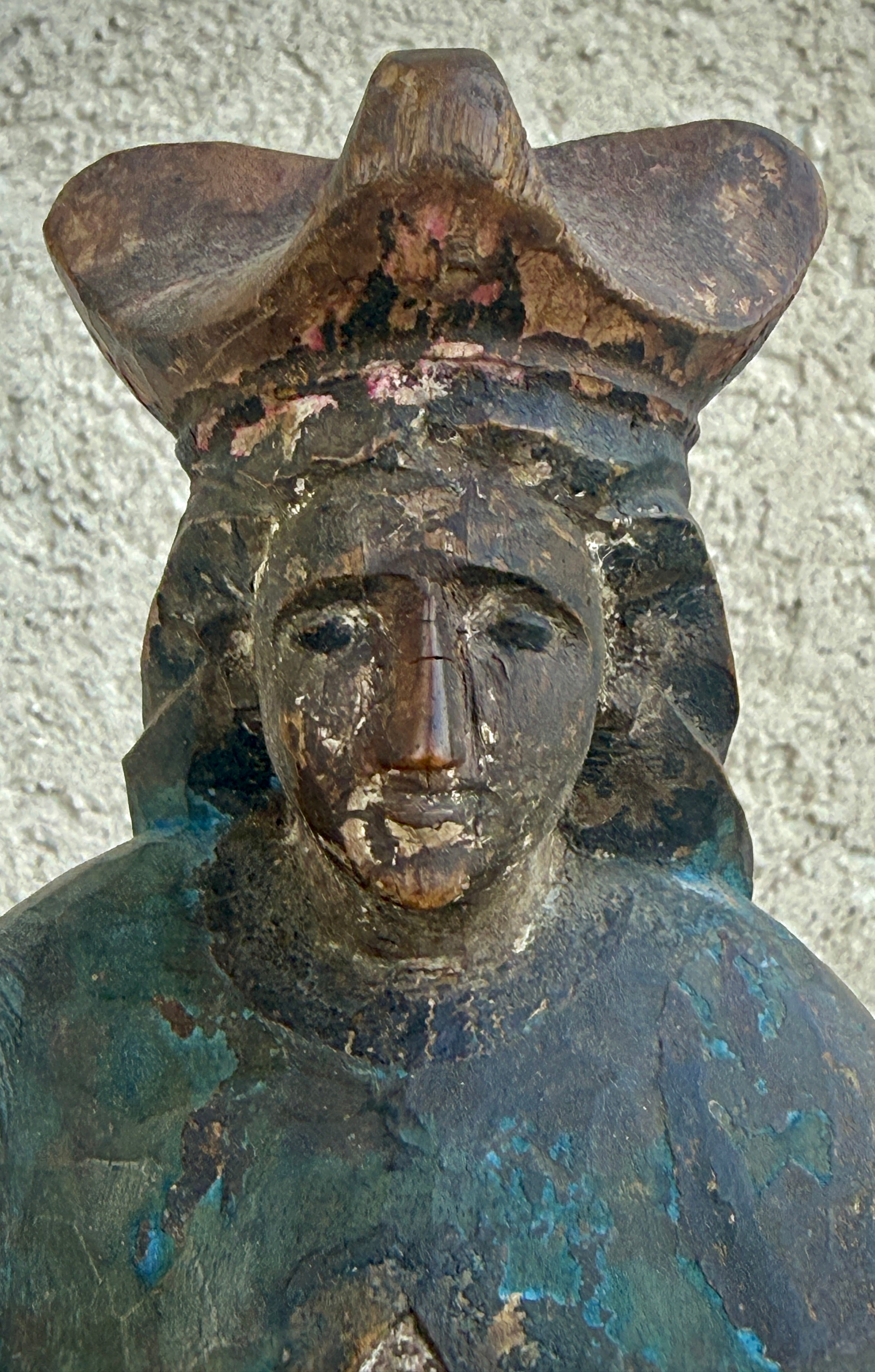 18th–19th Century Hand-Carved Polychrome Santo, Possibly St. John