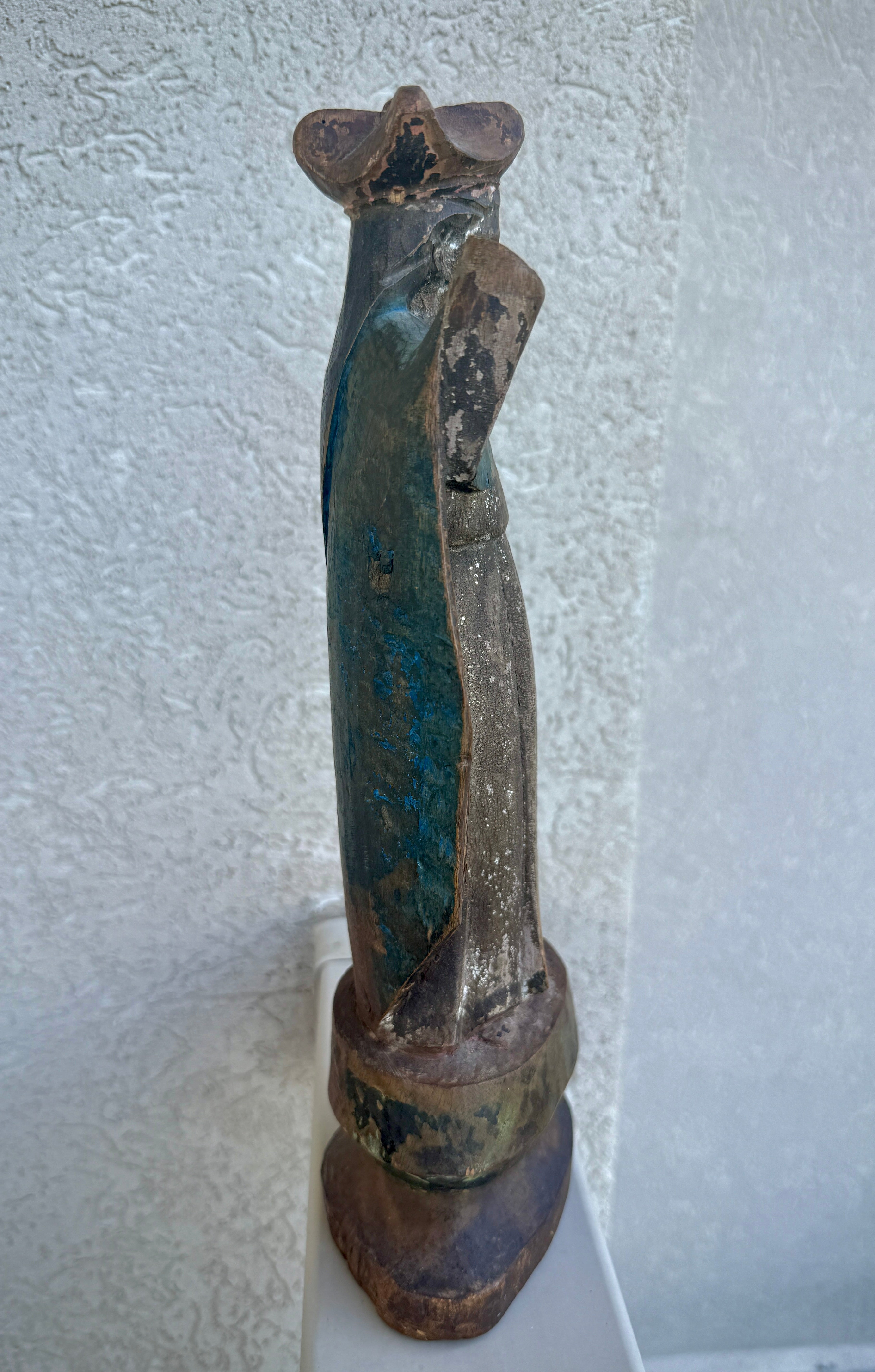 18th–19th Century Hand-Carved Polychrome Santo, Possibly St. John