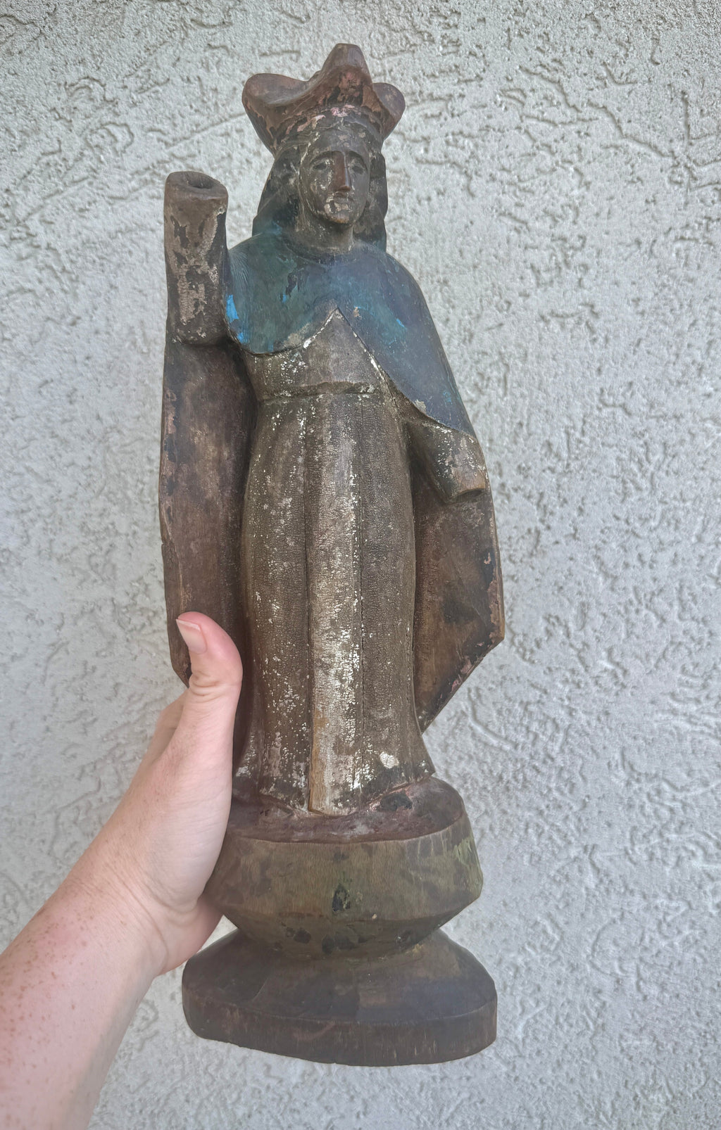 18th–19th Century Hand-Carved Polychrome Santo, Possibly St. John