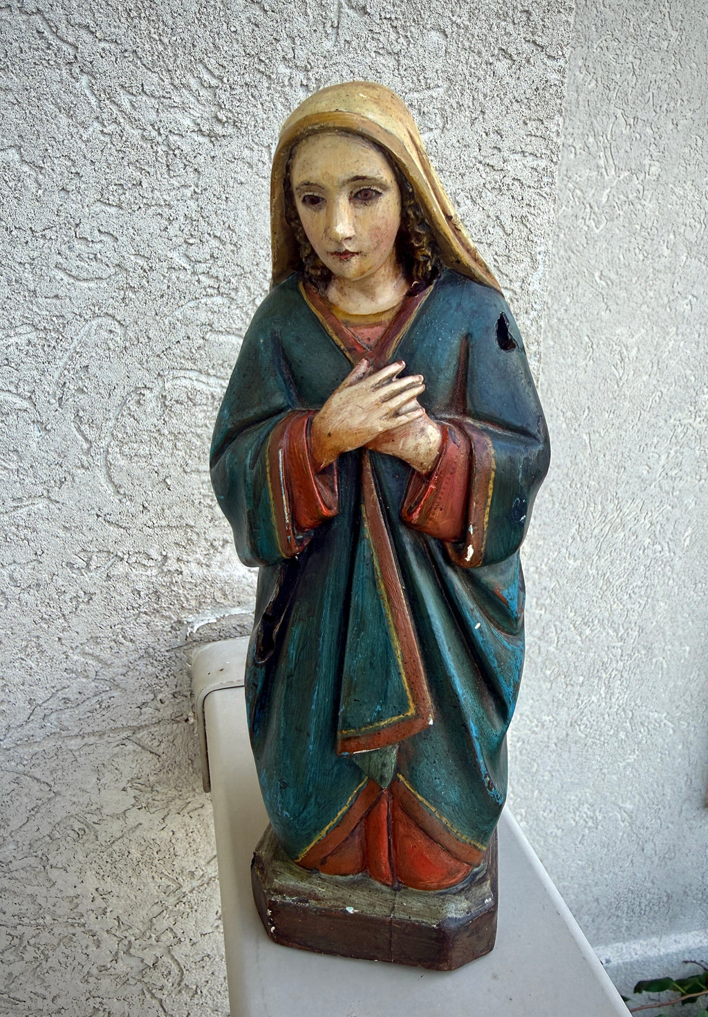 19th Century Our Lady of Sorrows Santo | Hand-Carved & Polychromed Wood Sculpture