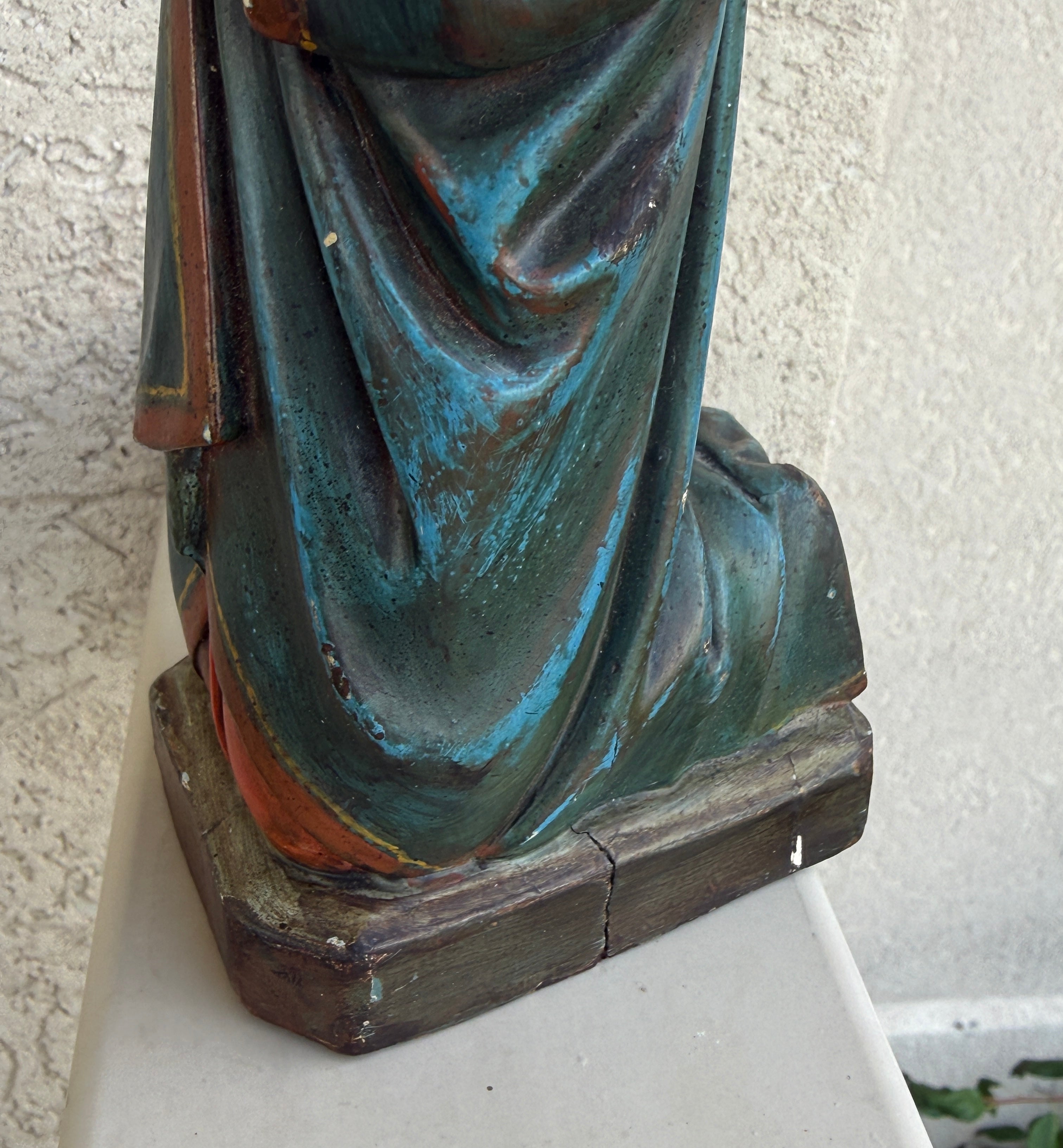 19th Century Our Lady of Sorrows Santo | Hand-Carved & Polychromed Wood Sculpture