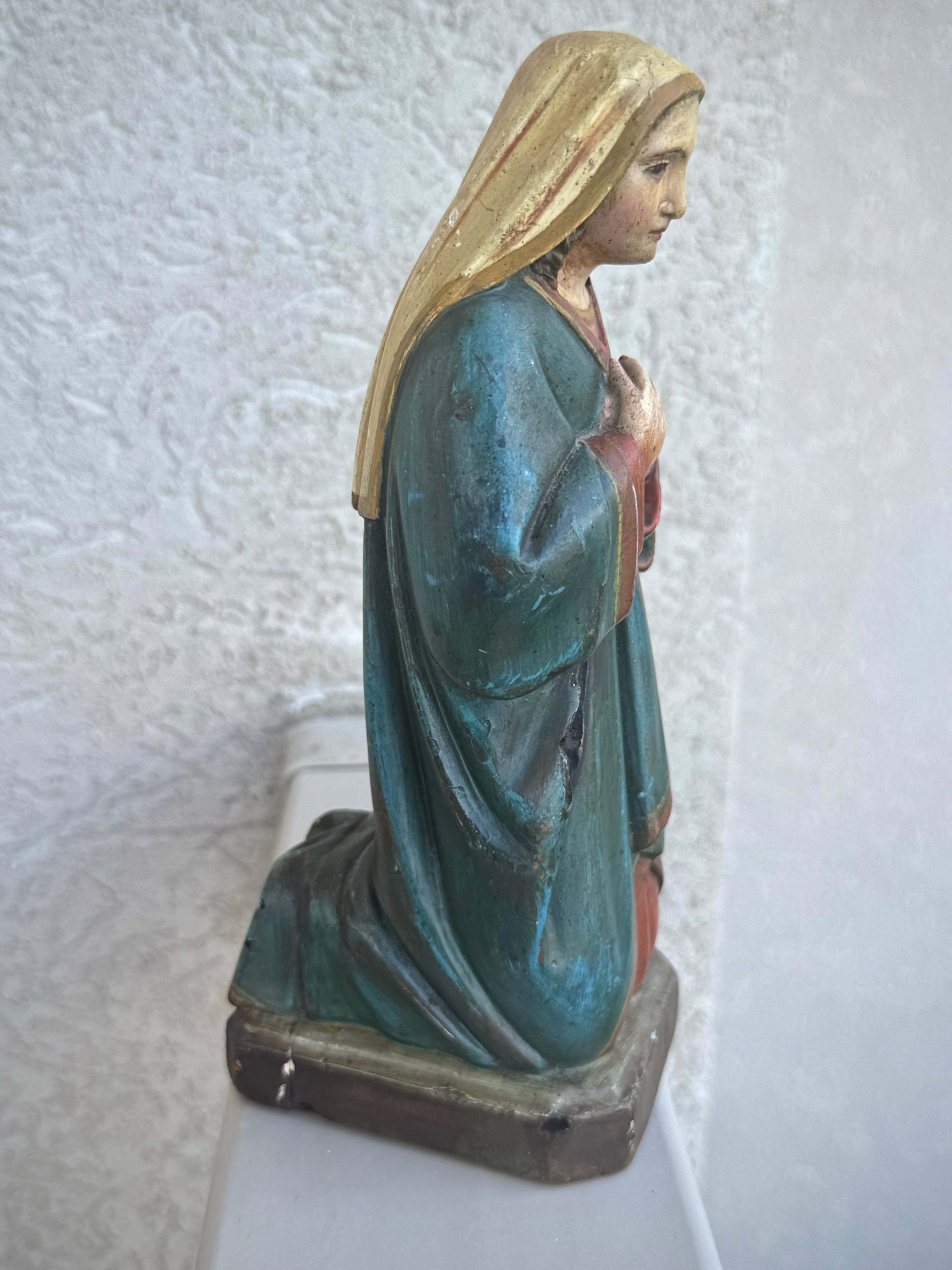 19th Century Our Lady of Sorrows Santo | Hand-Carved & Polychromed Wood Sculpture