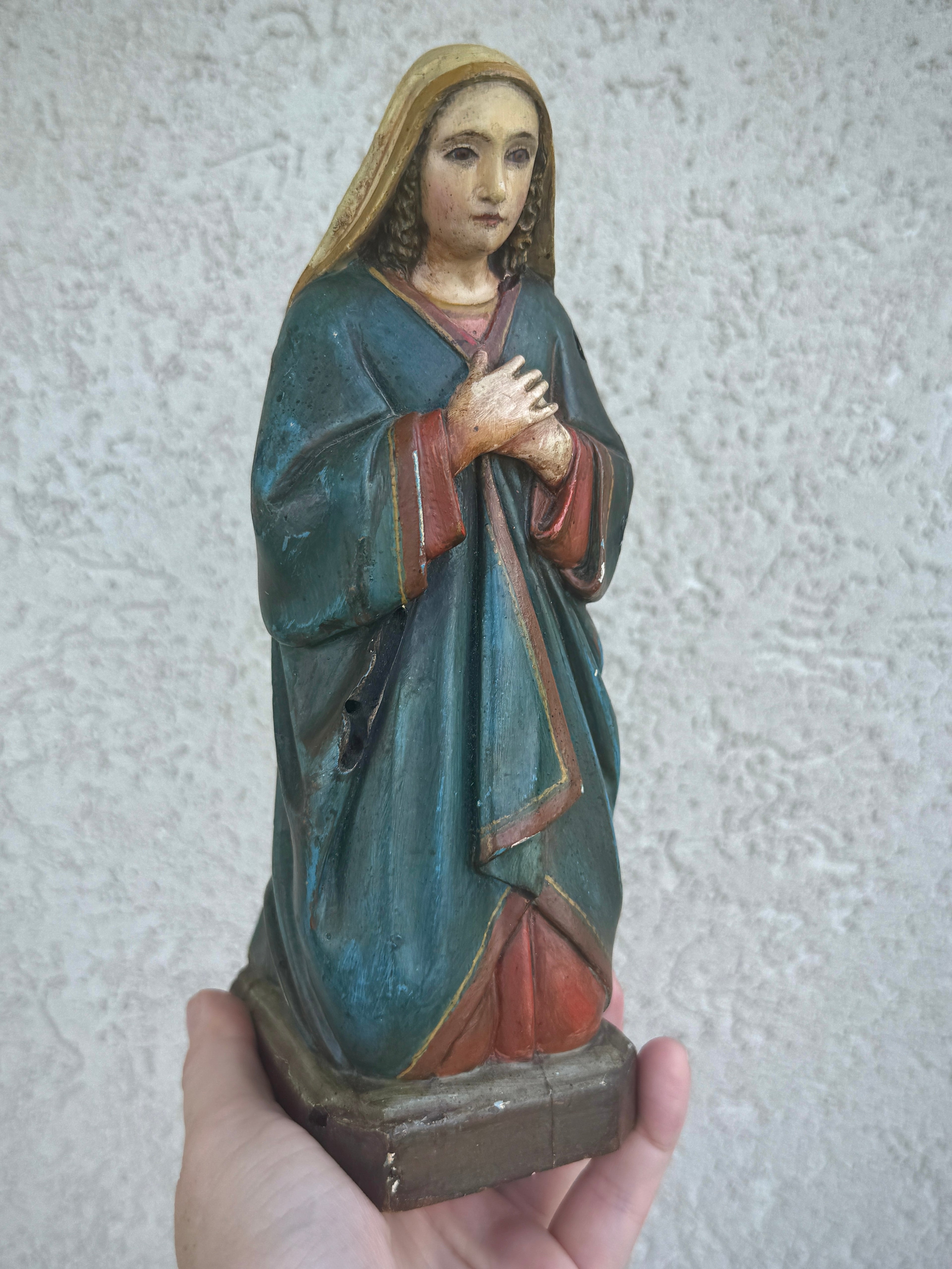 19th Century Our Lady of Sorrows Santo | Hand-Carved & Polychromed Wood Sculpture