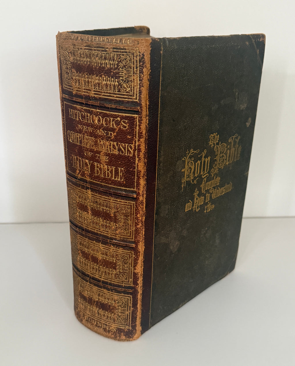 1873 Hitchcock's New and Complete Analysis of the Holy Bible | Full Leather Family Bible with Steel Engravings & Maps
