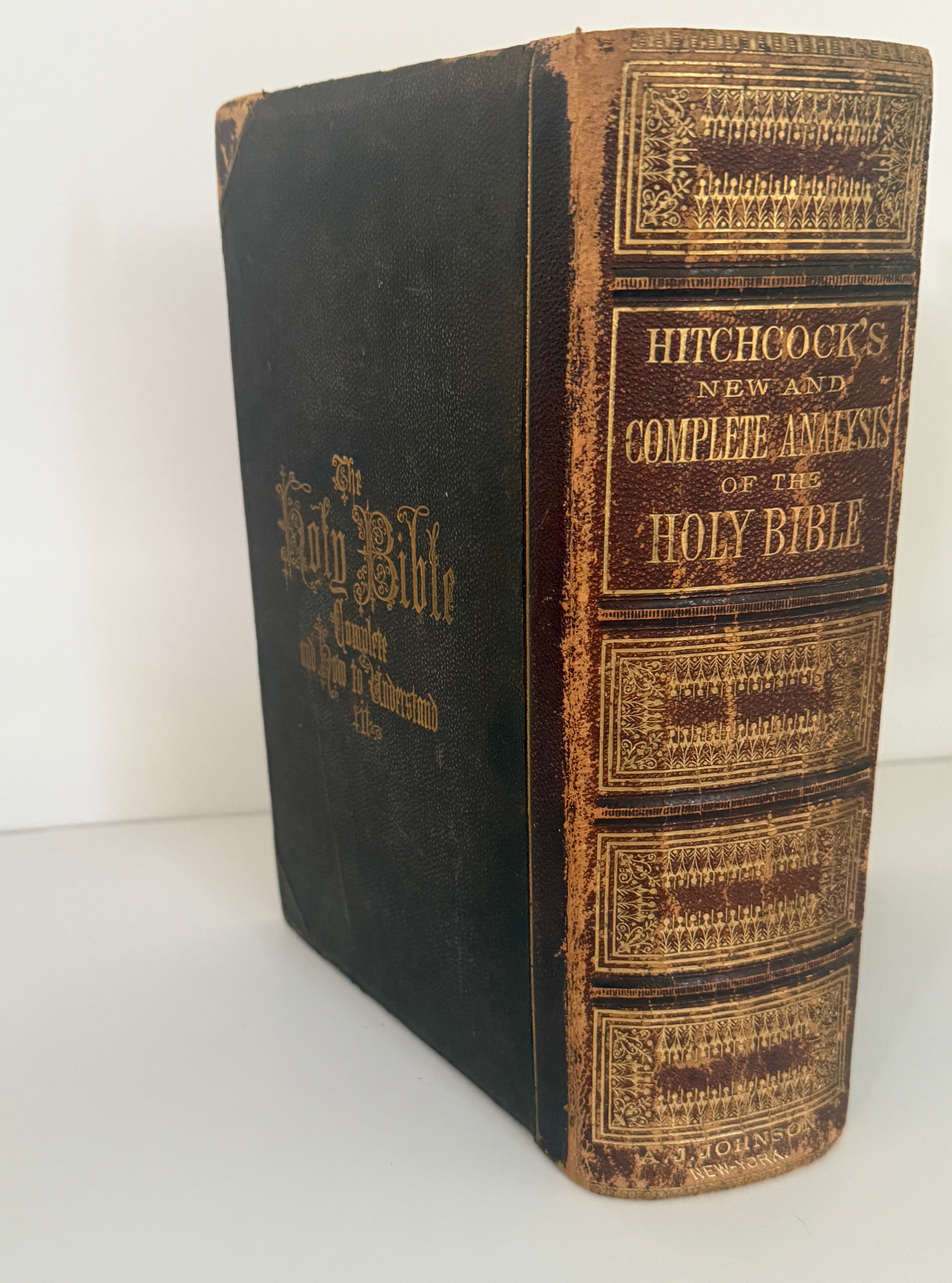 1873 Hitchcock's New and Complete Analysis of the Holy Bible | Full Leather Family Bible with Steel Engravings & Maps
