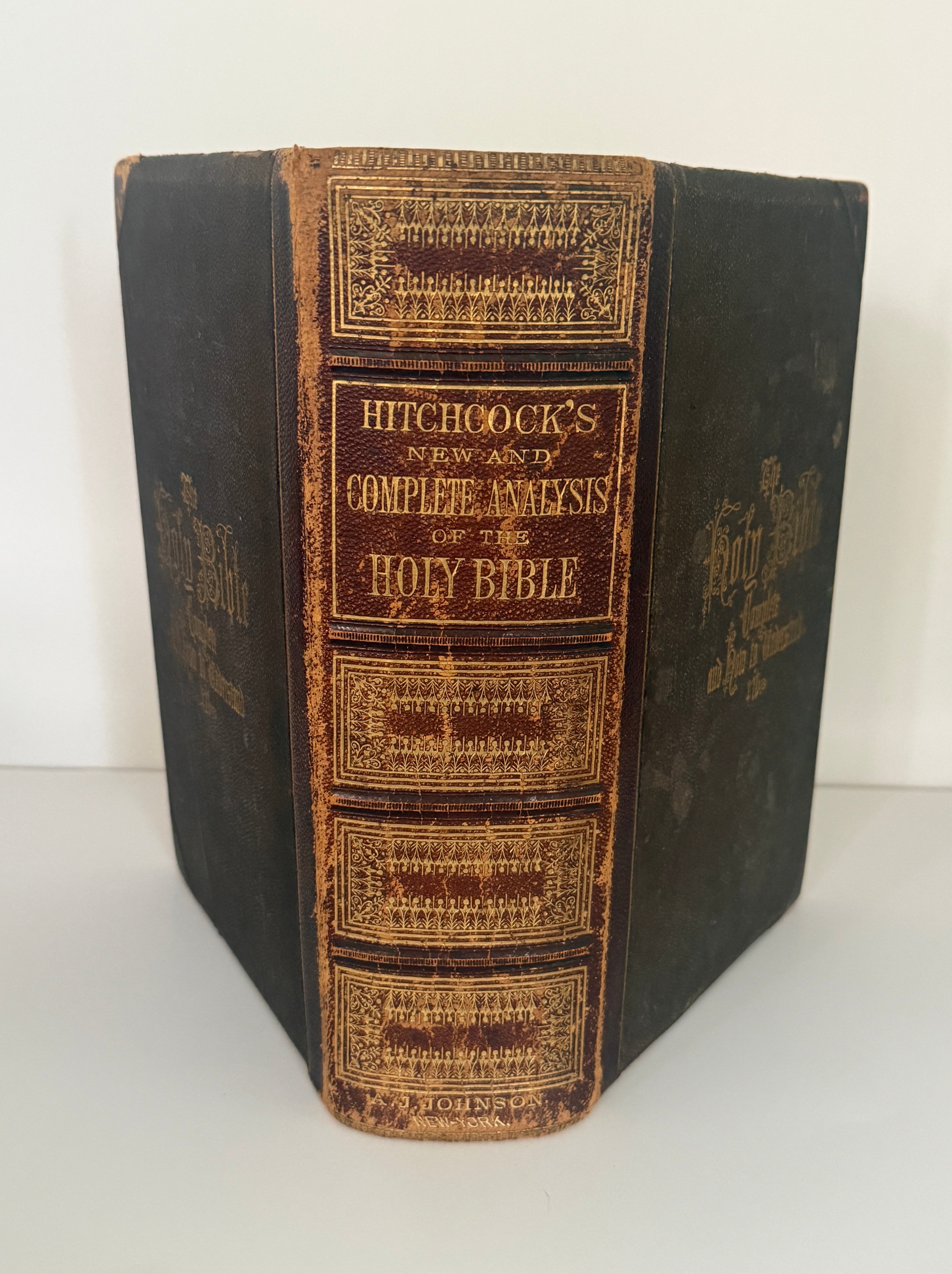 1873 Hitchcock's New and Complete Analysis of the Holy Bible | Full Leather Family Bible with Steel Engravings & Maps