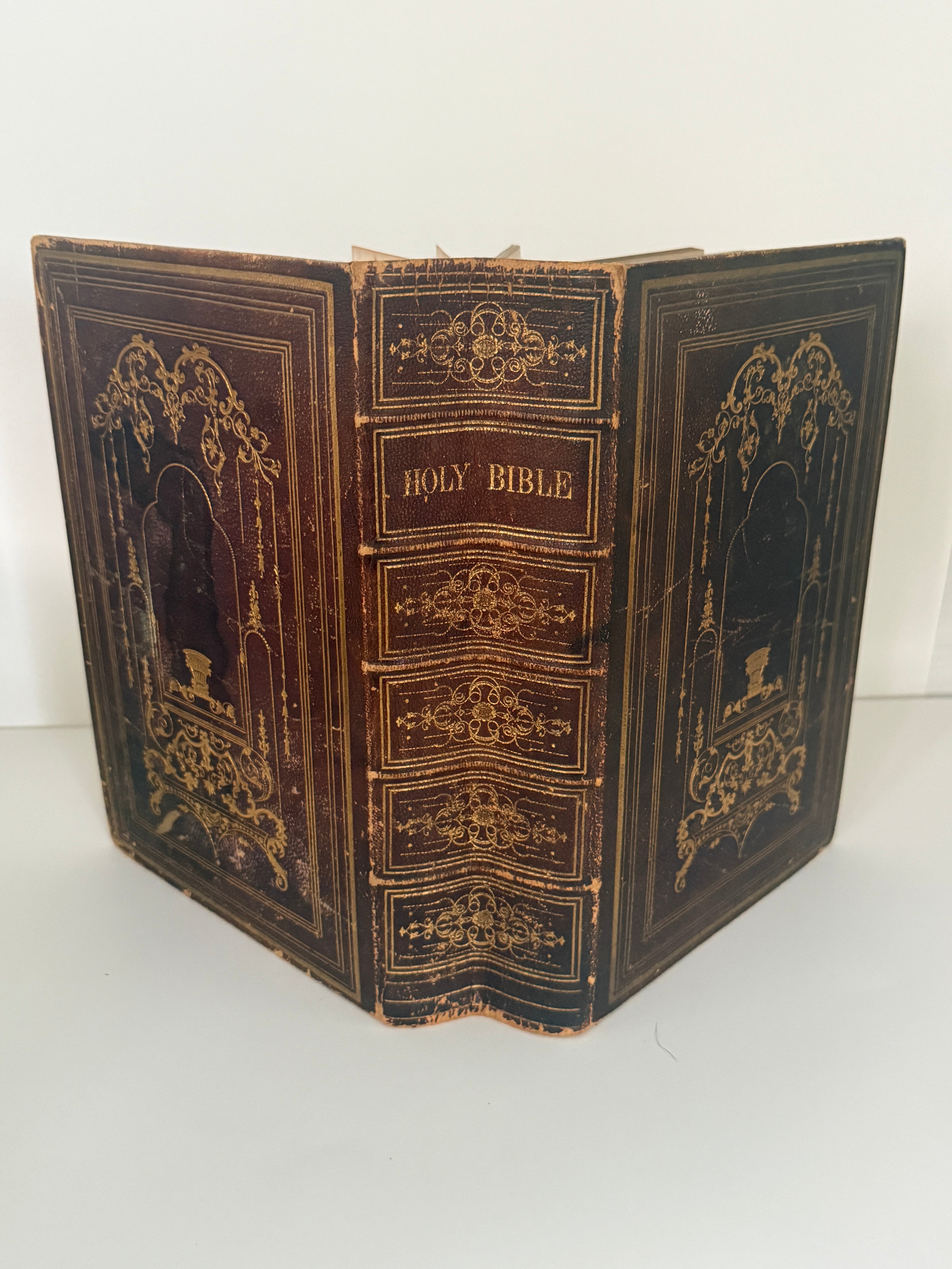1854 Holy Bible | American Bible Society King James Version | Full Leather Family Bible
