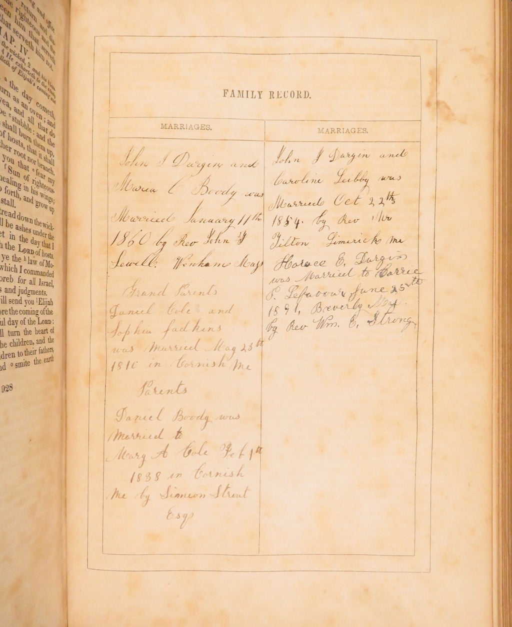 1854 Holy Bible | American Bible Society King James Version | Full Leather Family Bible