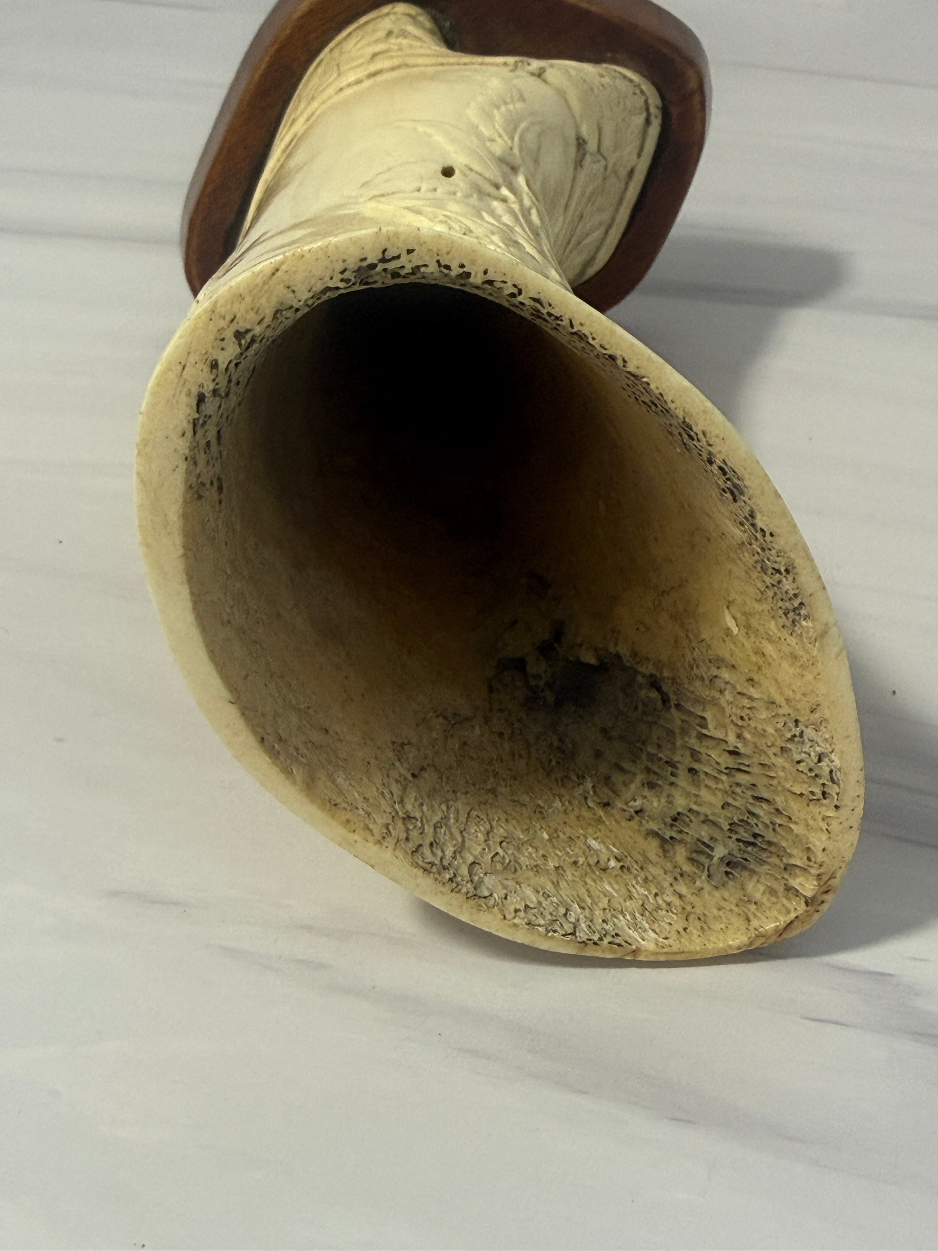 WWI Internment Camp Carved Art Vase "In Remembrance of the Great War" Rose Motif