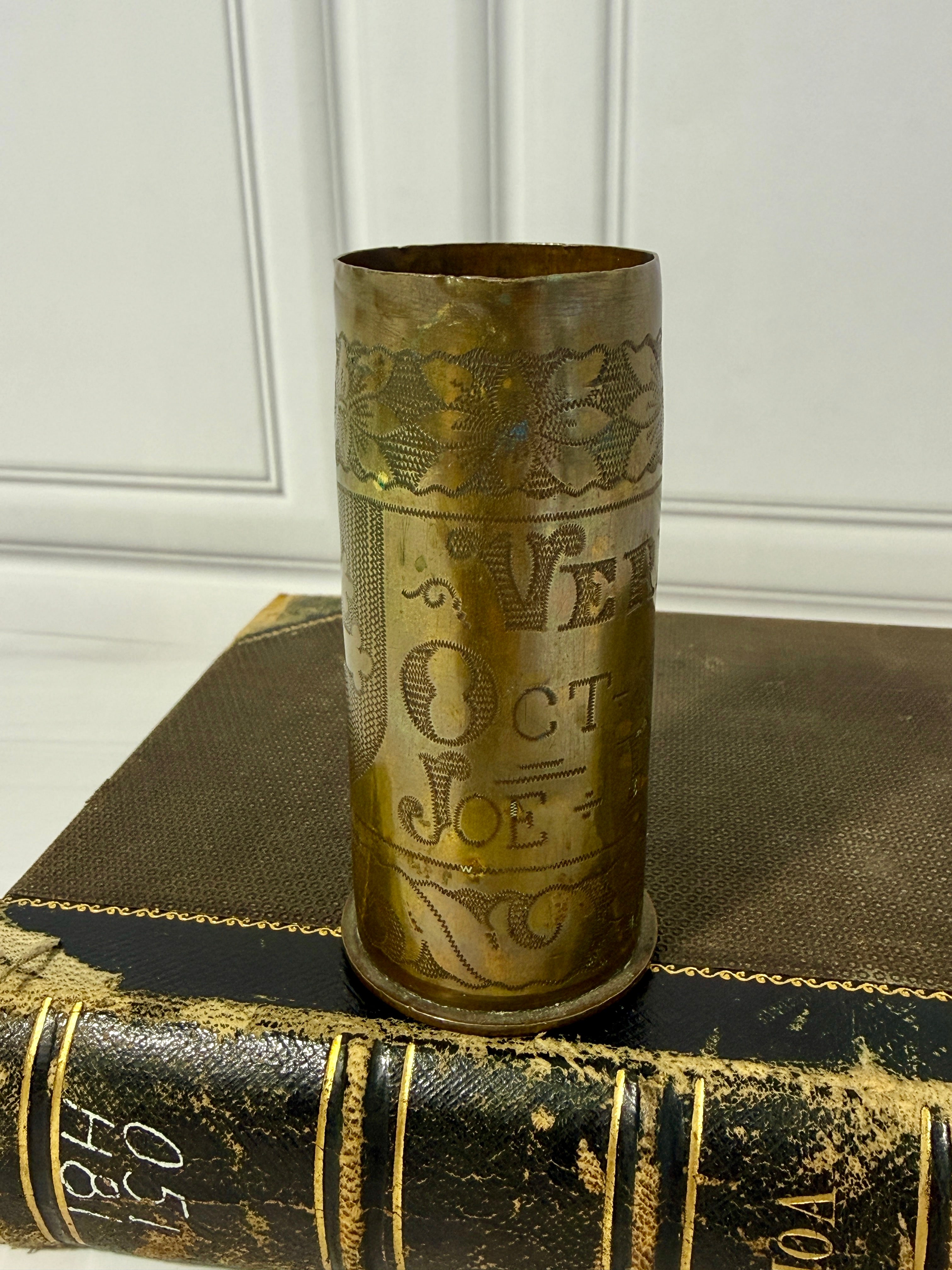 Antique French WWI 37mm Trench Art Shell Casing Verdun Oct 30-Nov 11 Perello